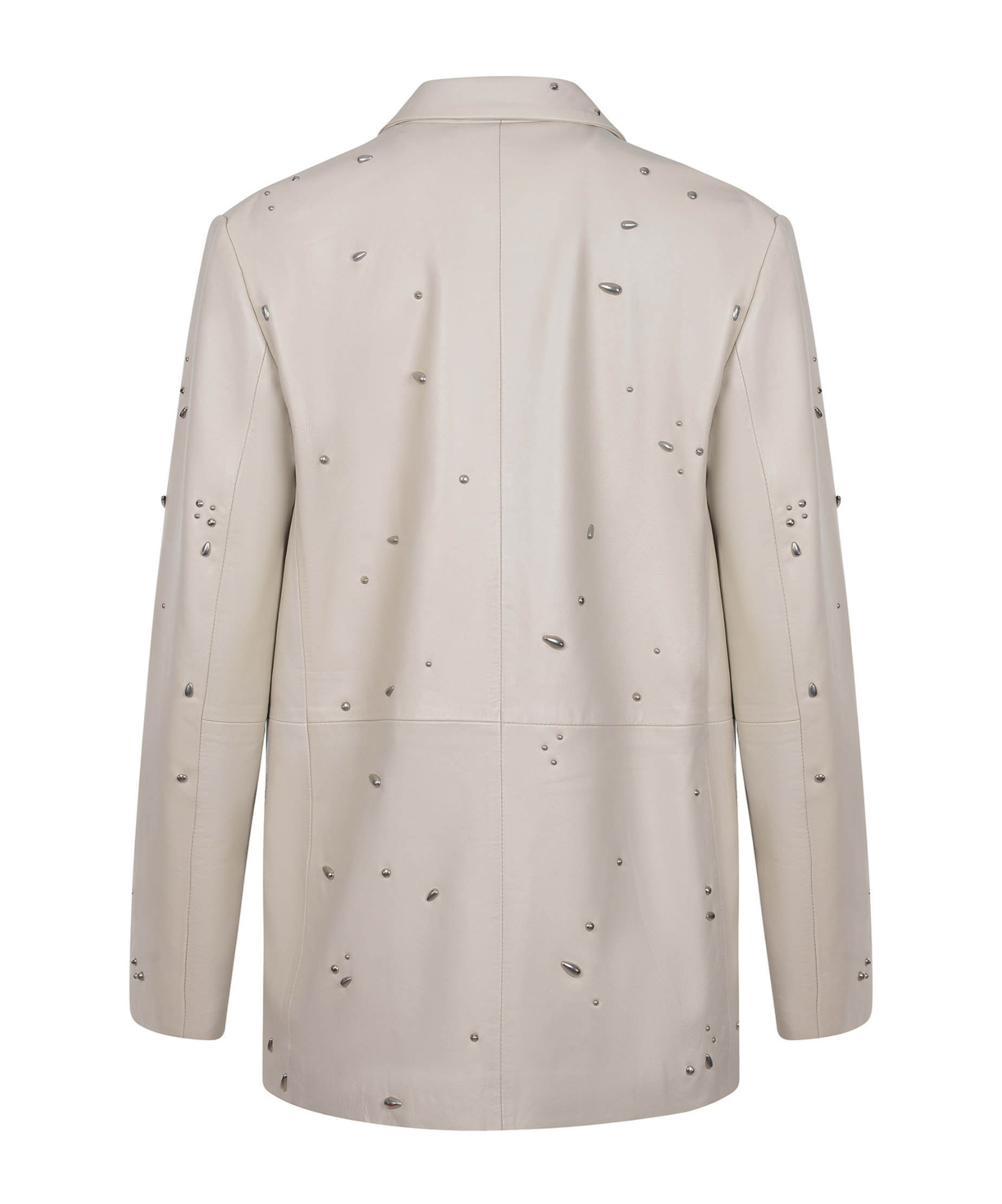 Alysi Lapel Leather Jacket In Gray