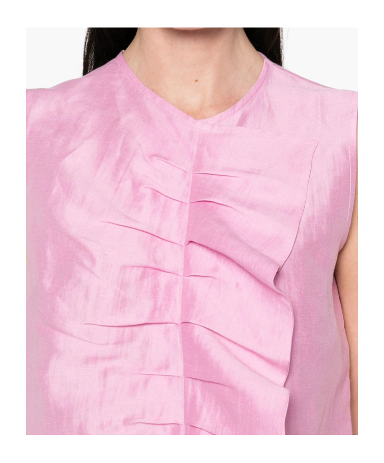 Mazzarelli Pleated Vest In Rose Pink