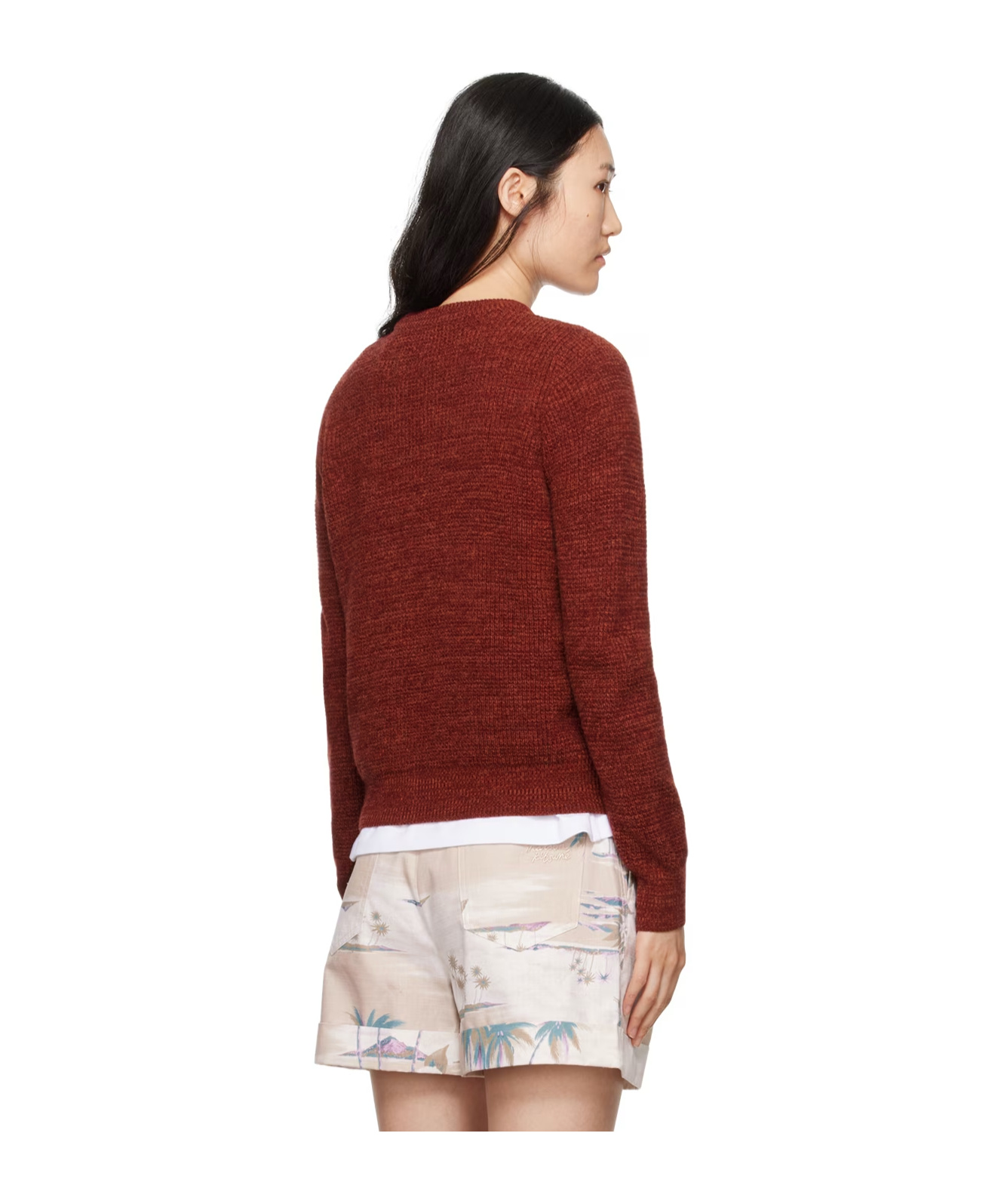 Maison Kitsuné Rib Knitted Sweater In Red