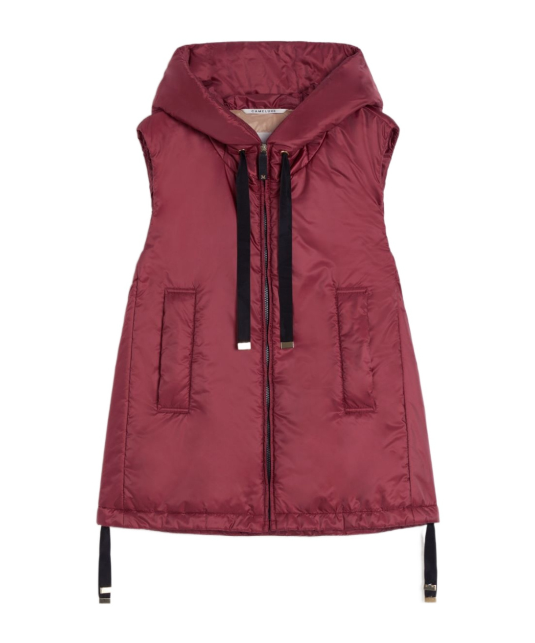 Max Mara The Cube Greengo Zip-up Hooded Gilet In Burgundy