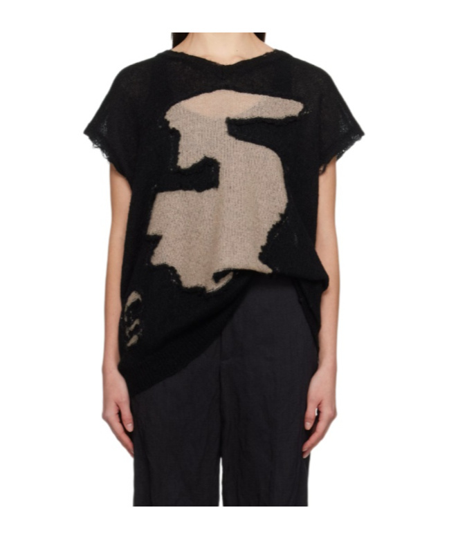 Mm6 Maison Margiela Abstract Colourblock V-neck Vest In Black