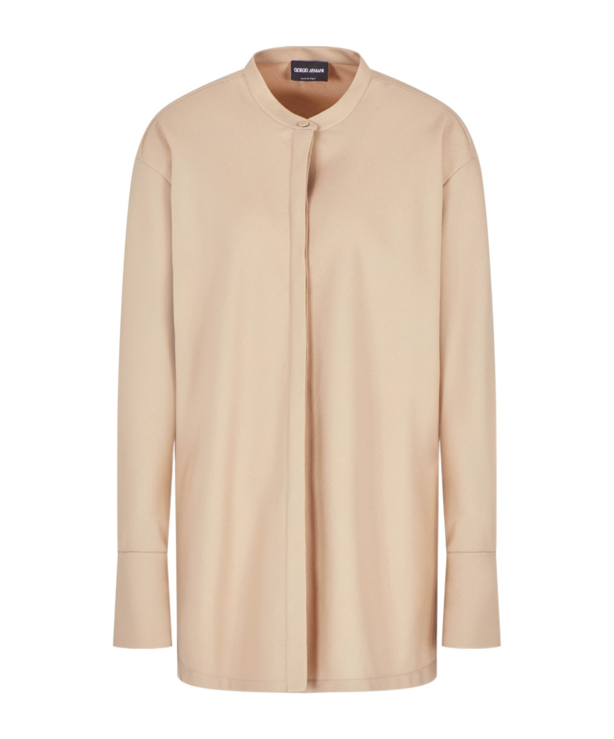 Giorgio Armani Long-sleeved Shirt In Triple Silk Georgette In Nude