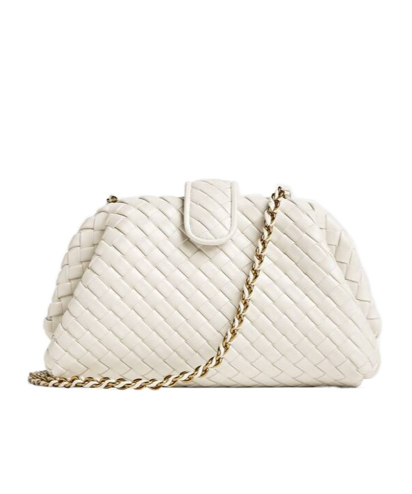 Bottega Veneta Lauren 1980 Mini Clutch Bag With Chain Strap In White