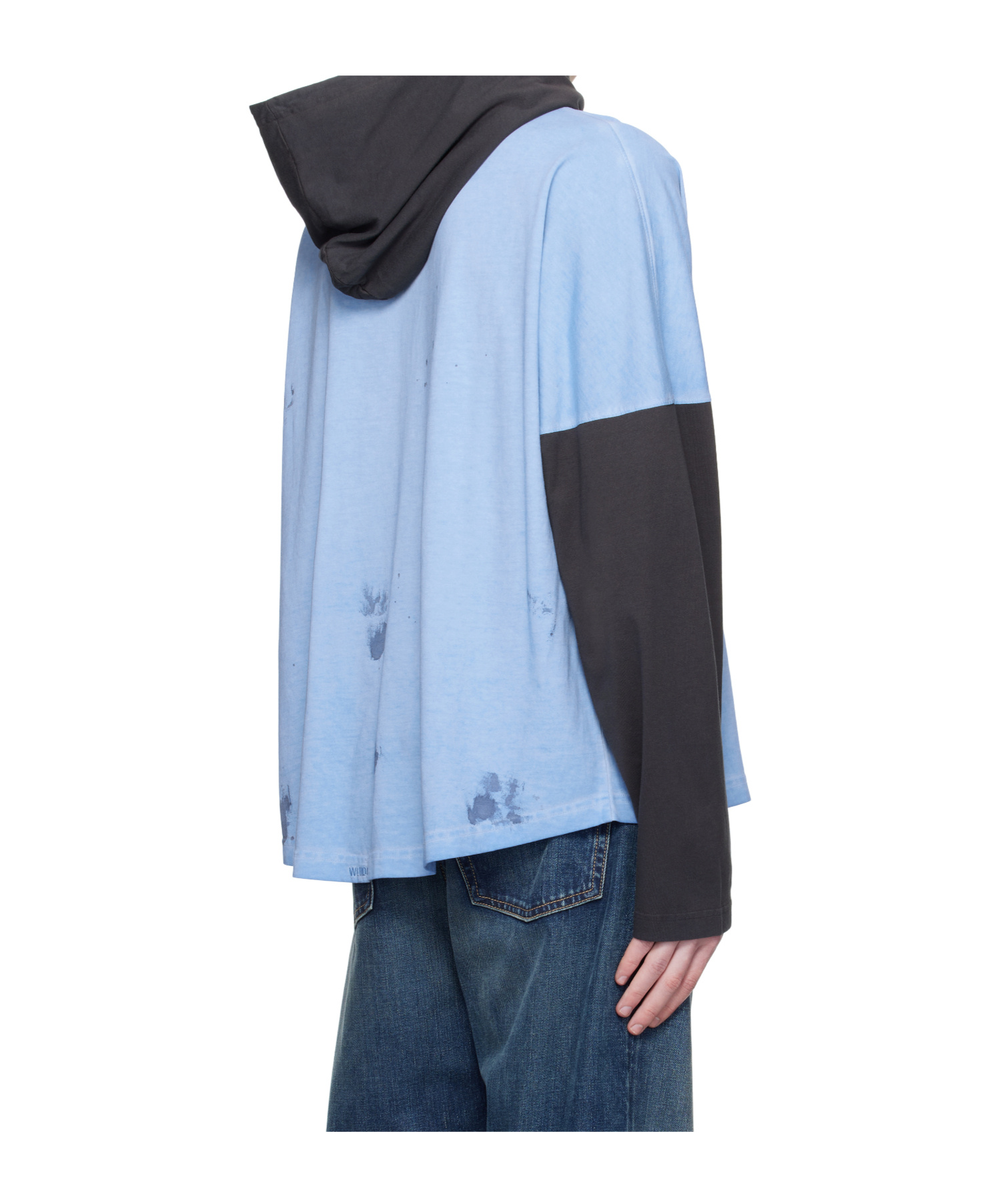 We11 Done Painted Long-sleeved Hoodie In Blue