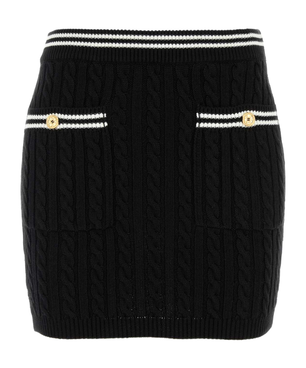 Alessandra Rich Womens Black Cable-knit Slim-fit Cotton Mini Skirt In Black
