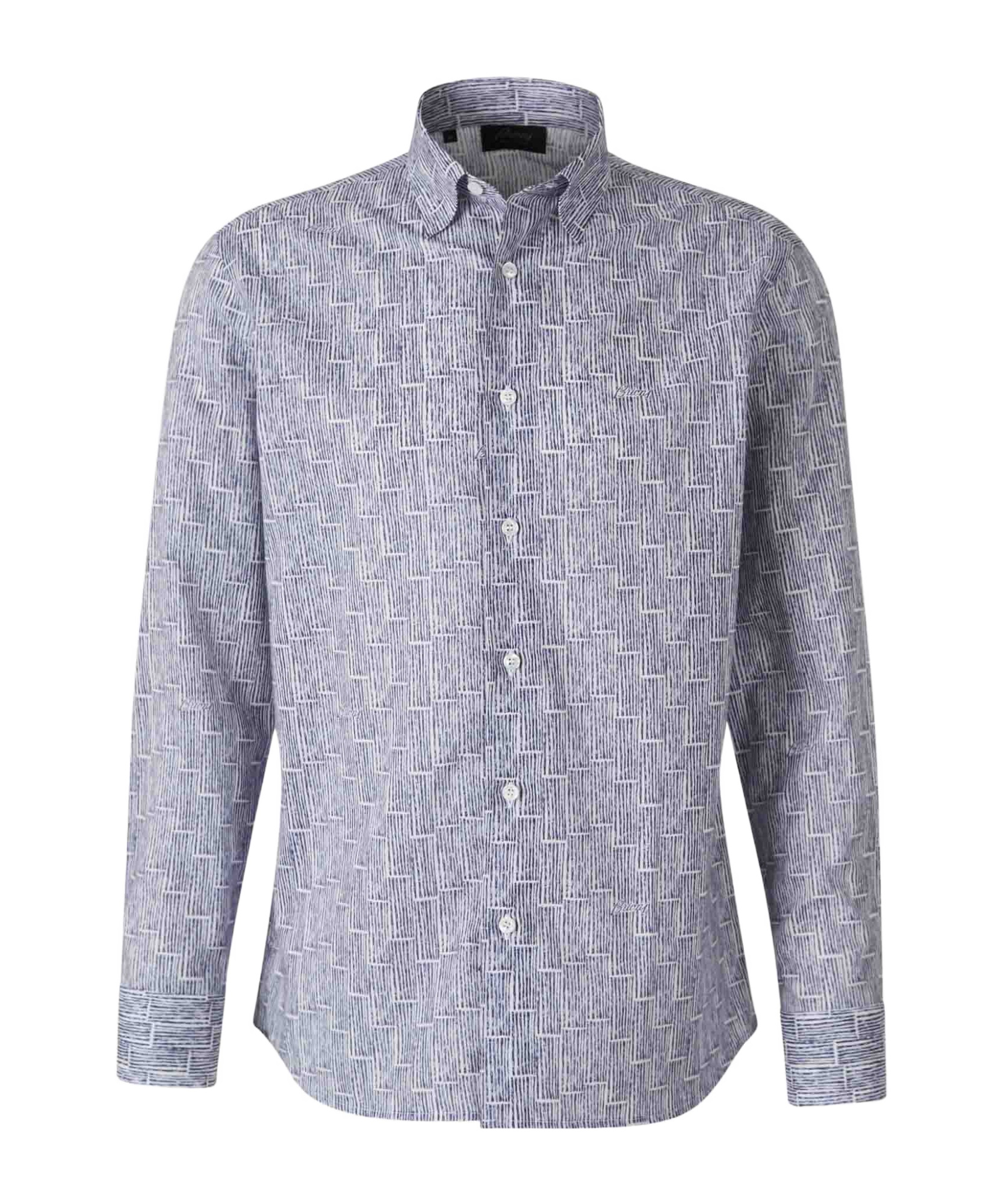 Brioni Printed Shirt In Gray