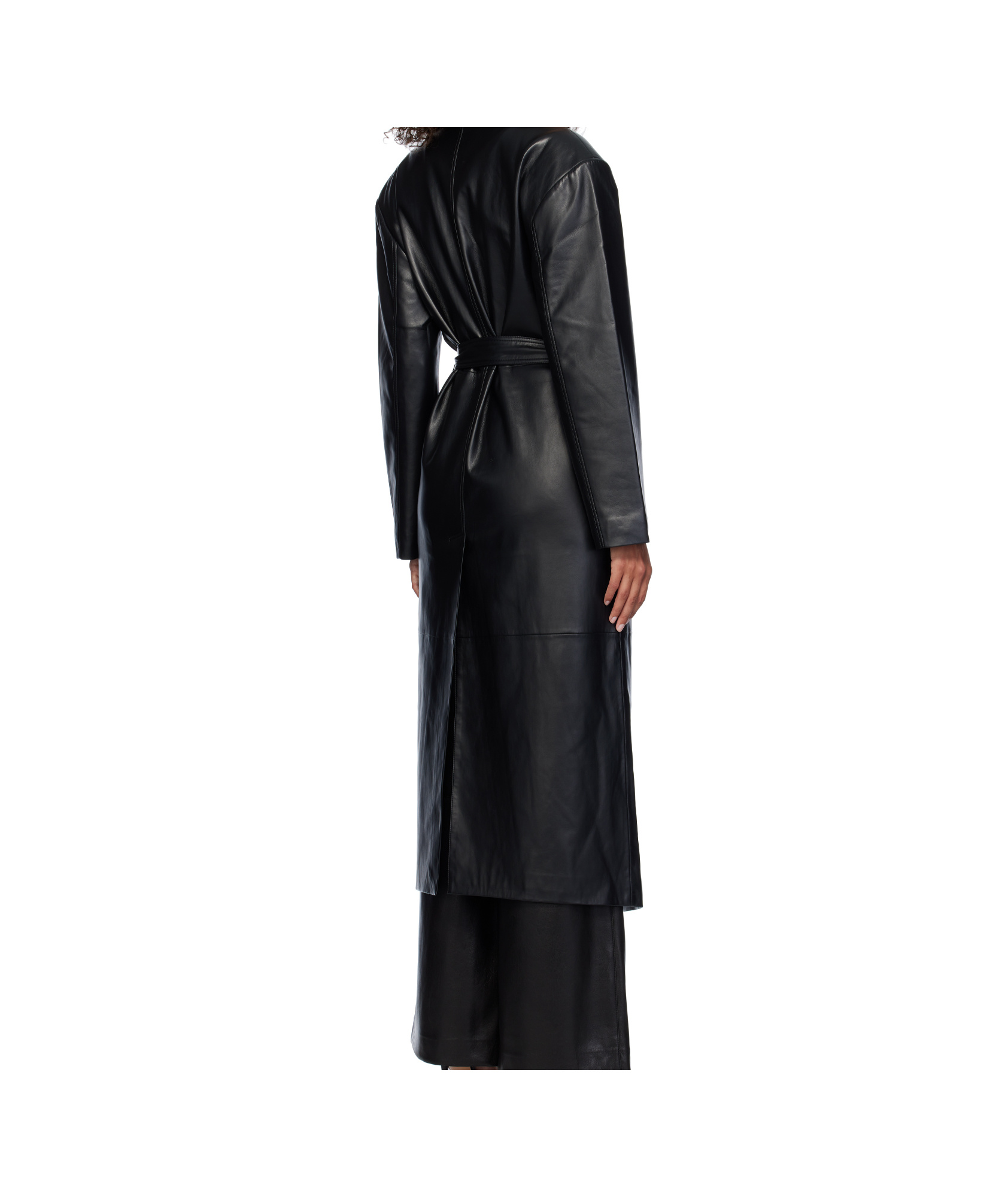 The Frankie Shop Frankie Shop Womens Black Tina Double-breasted Regular-fit Faux-leather Coat