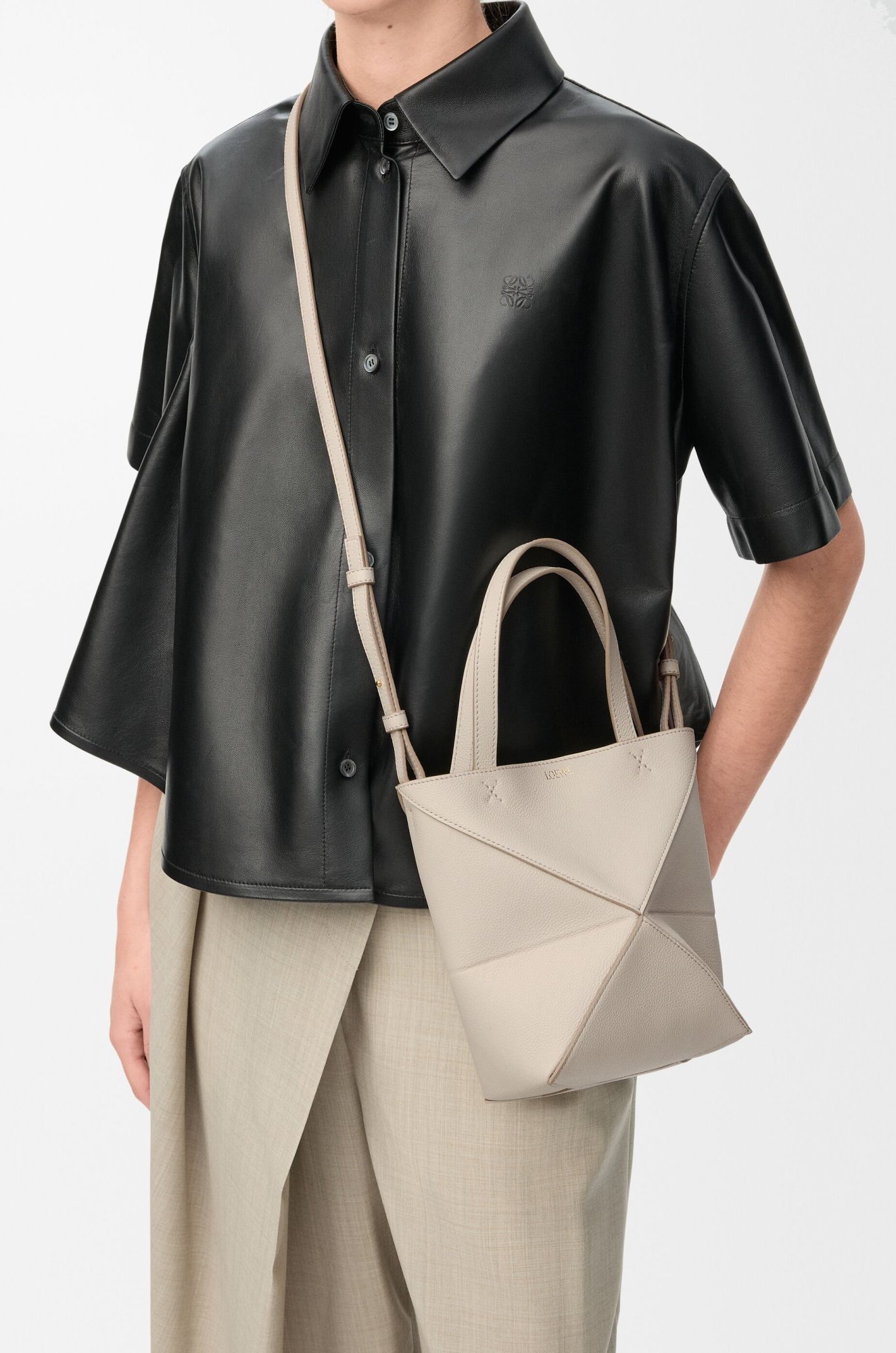 Loewe Mini Double Handle Shoulder Bag In Brown