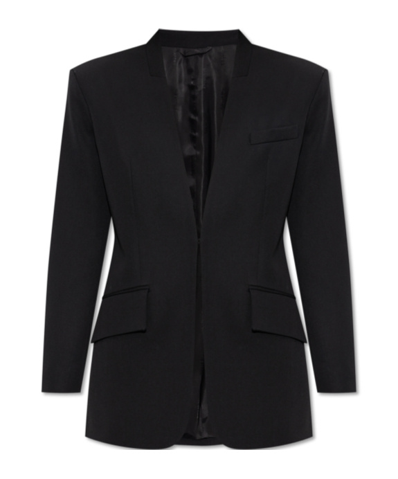 Attico Padded-shoulder Wool Blazer In Black