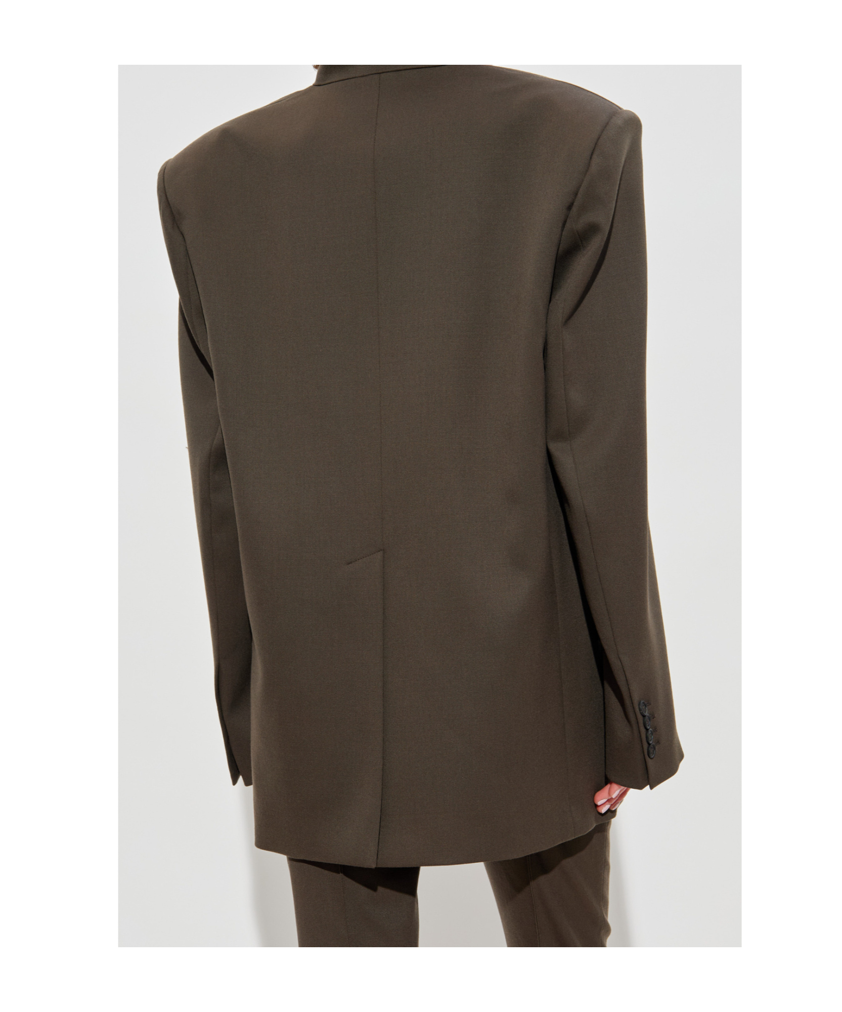 Attico Single-breasted Virgin Wool Blazer In Brown