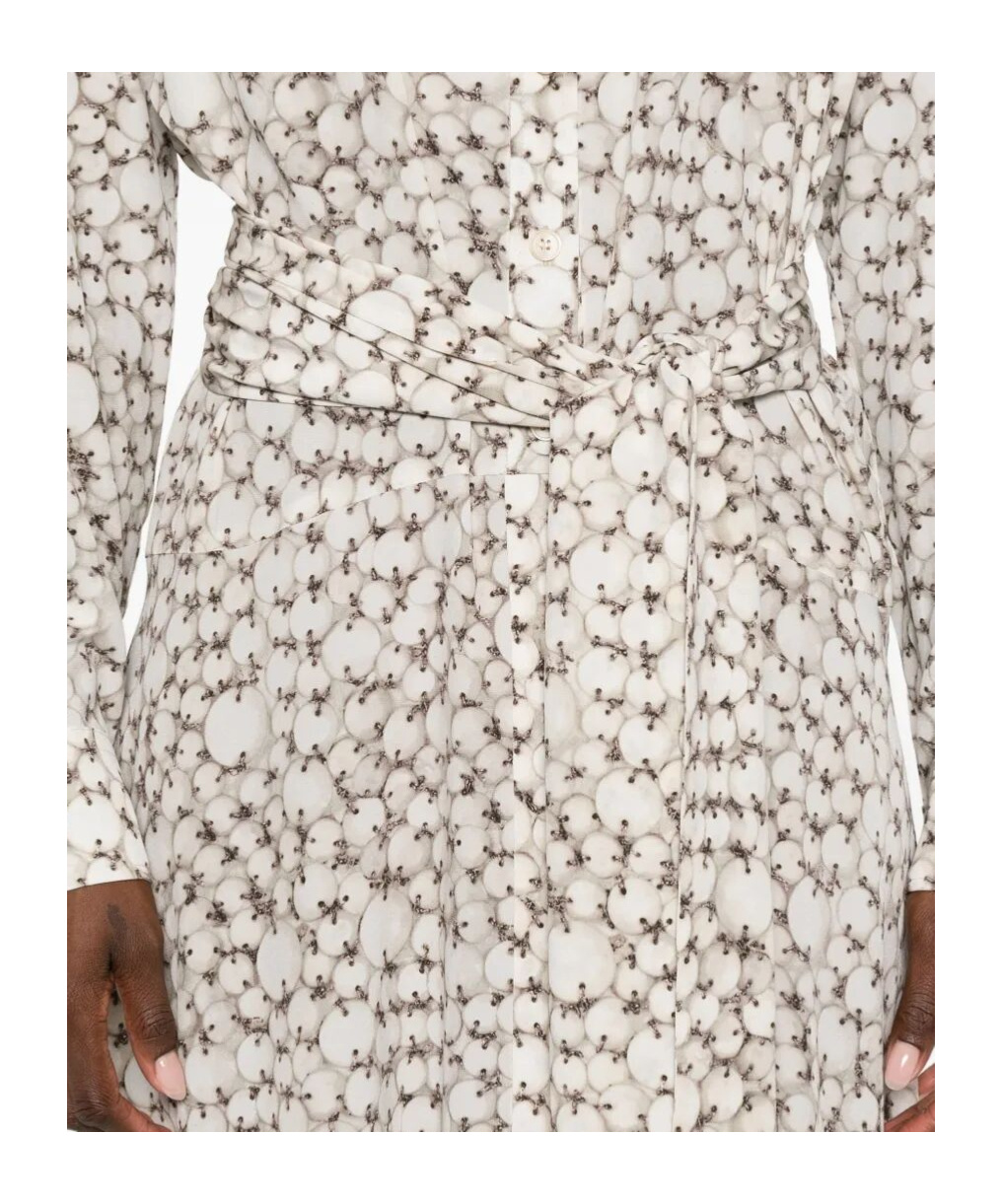 Isabel Marant Floral Long Sleeve Shirt Dress With Belt In Gray