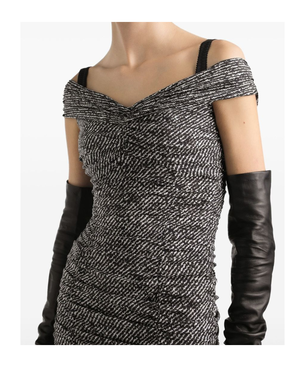 Dolce & Gabbana Draped Silk Dress Bandeau Neckline In Gold