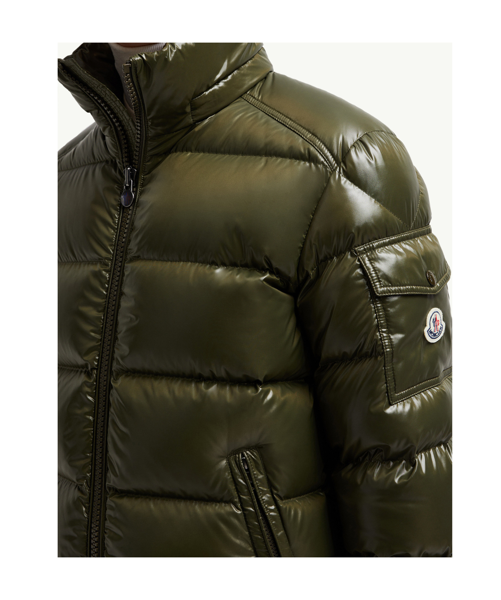 Moncler Maya Hooded Short Down Jacket In Green