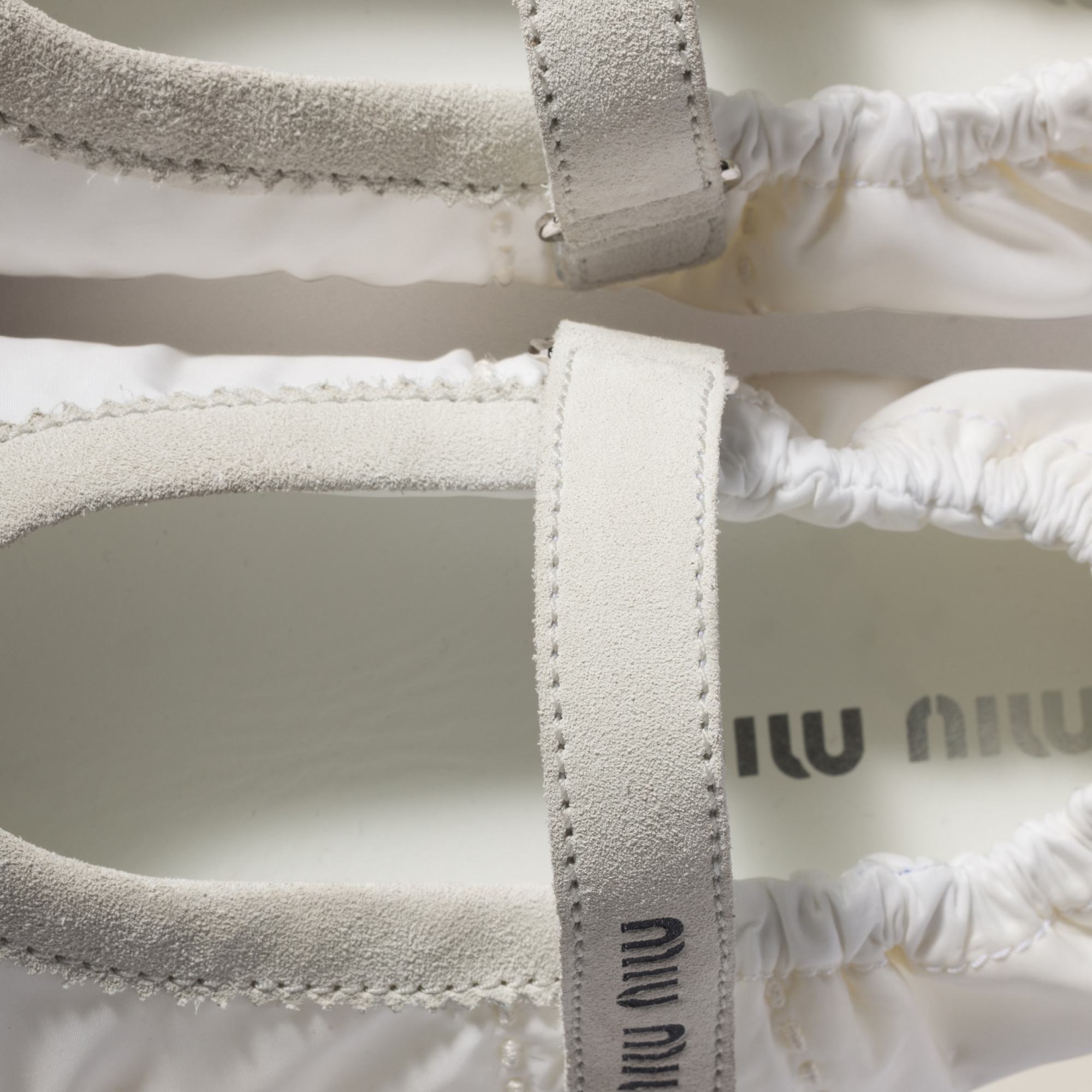 Miu Miu Plume Technical Fabric And Suede Ballerinas