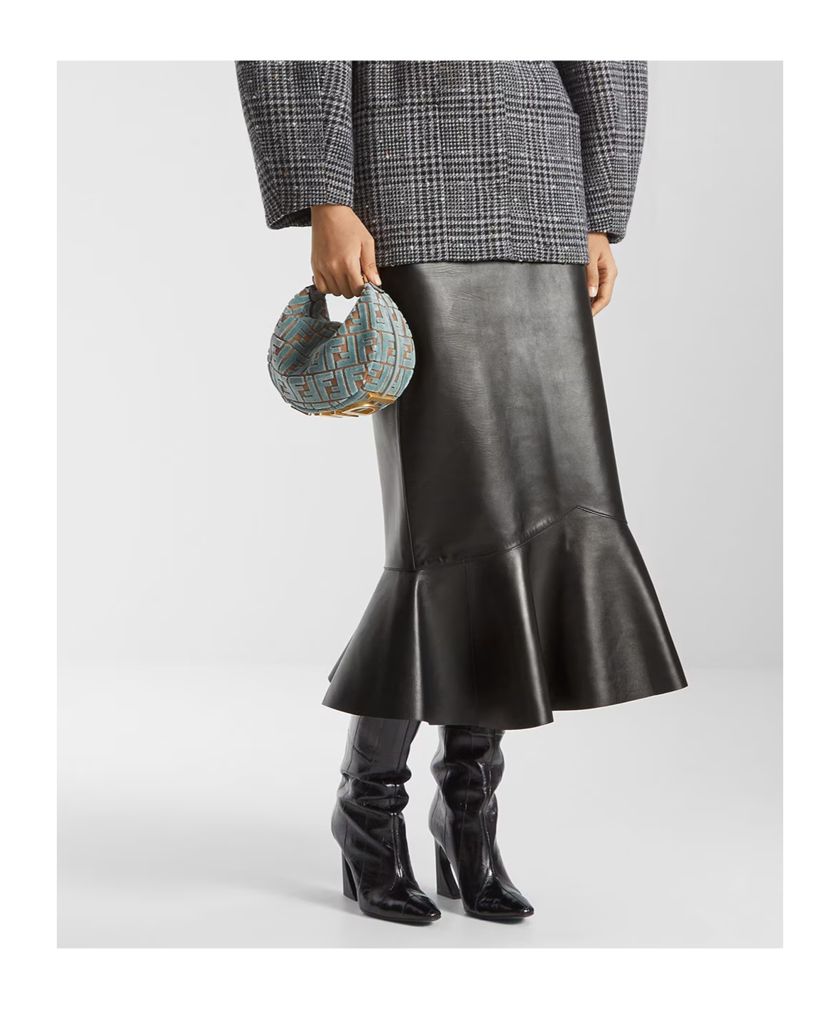 Fendi Mini Graphy Jacquard Shoulder Bag In Green