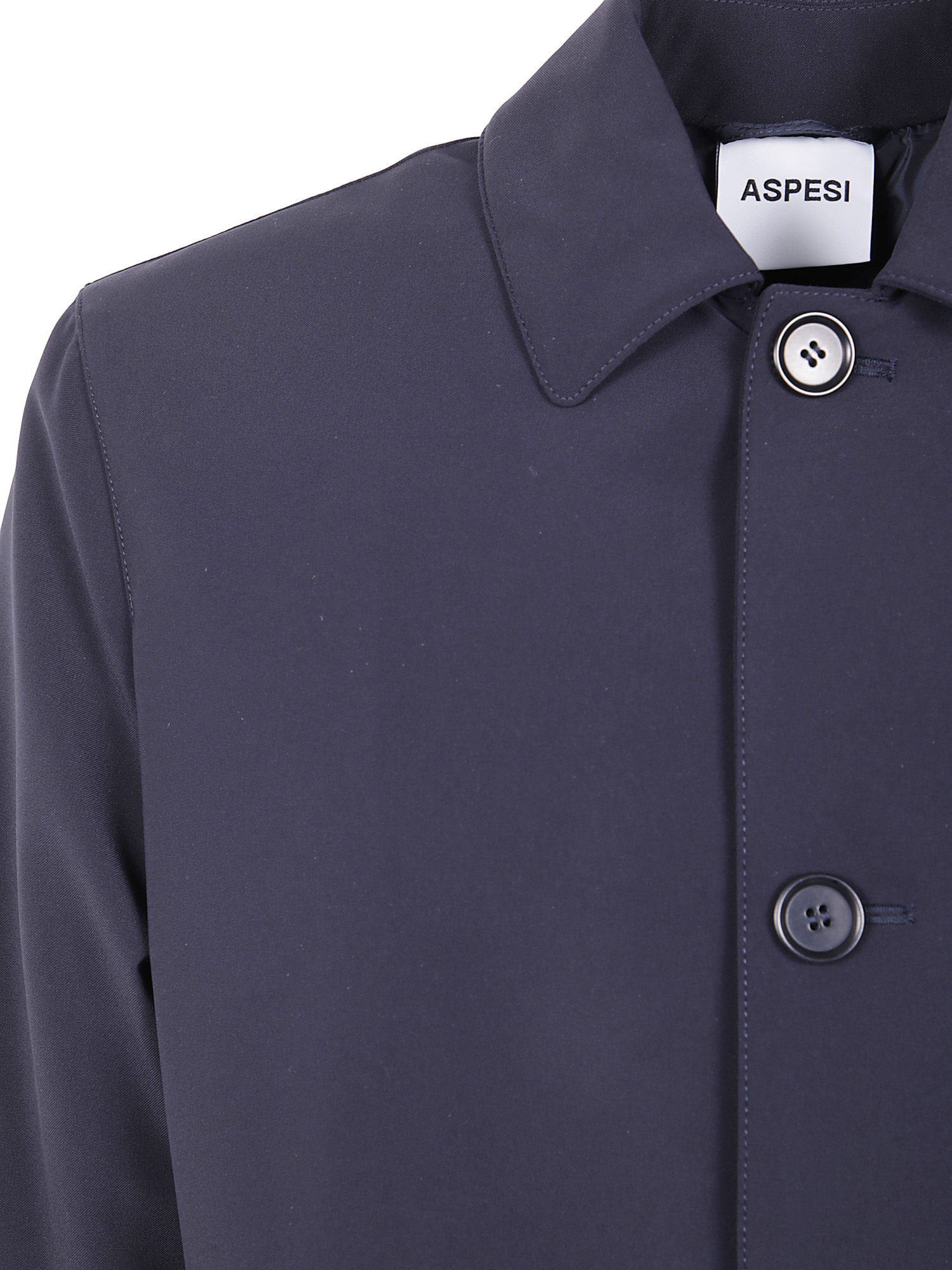 Aspesi Long Sleeve Raincoat Featuring Front Pockets In Blue