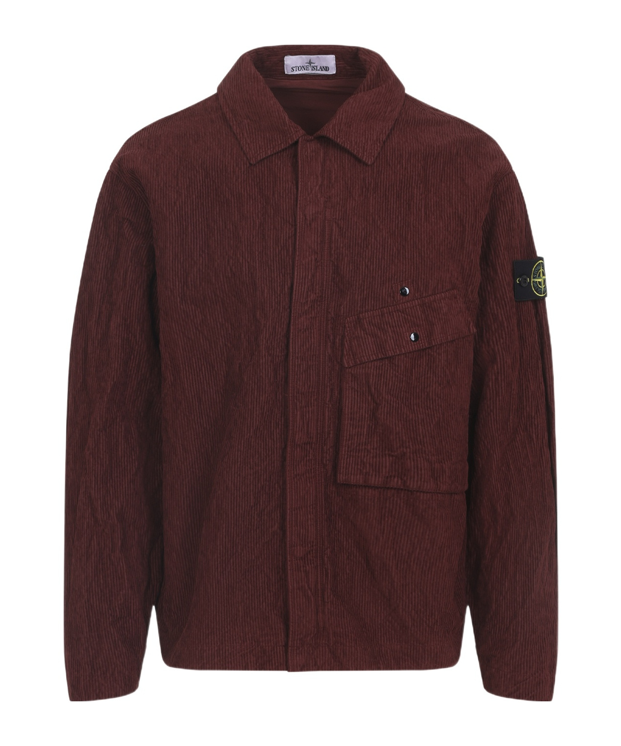 Stone Island Long-sleeved Shirt Jacket In Burgundy
