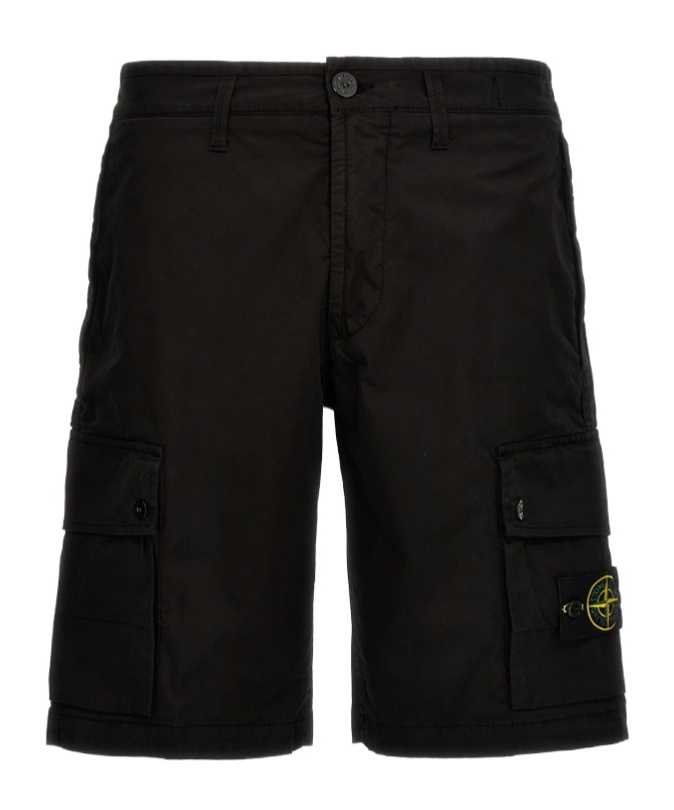 Stone Island Compass Patch Bermuda Shorts In Black