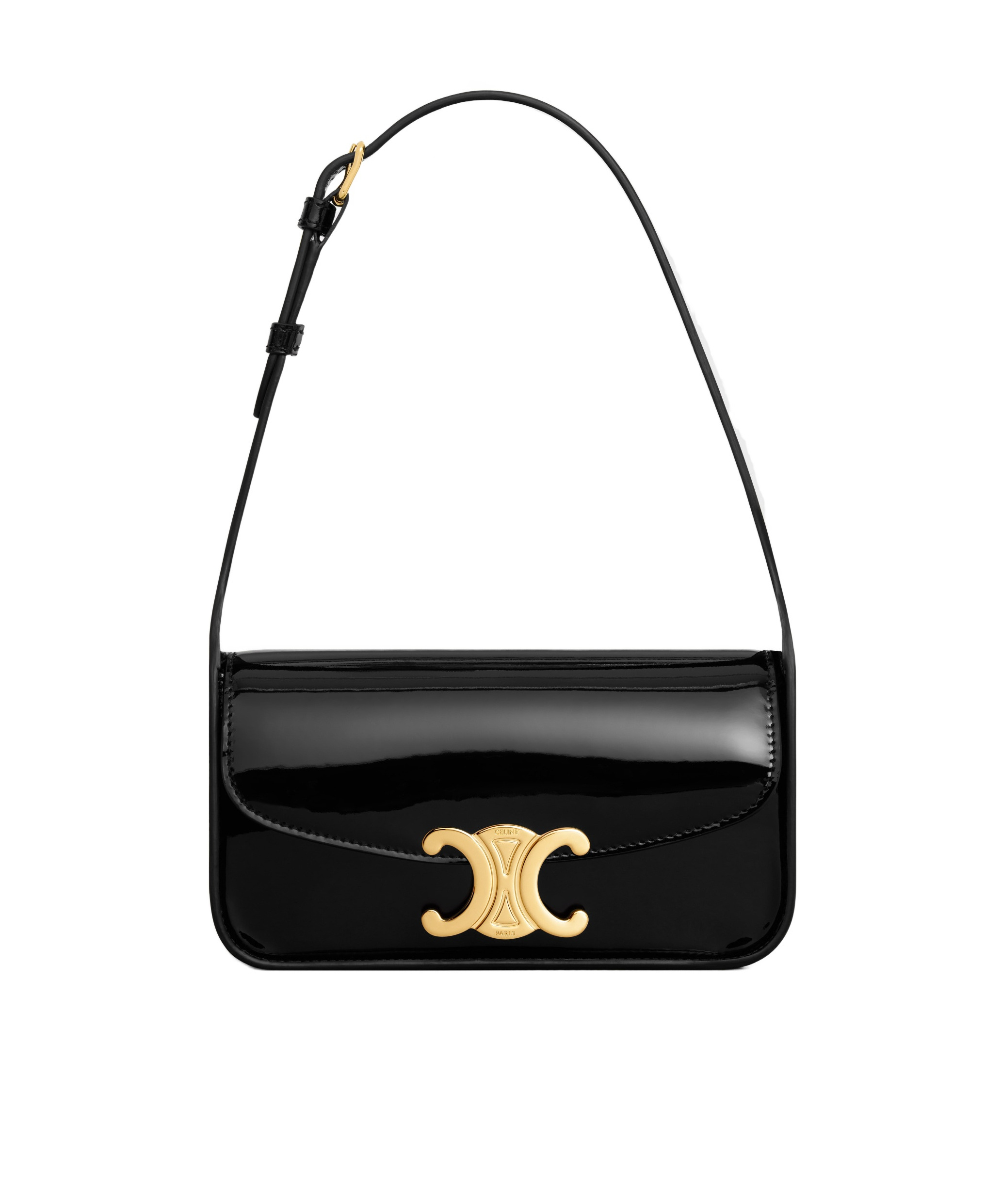 Celine Terence Logo Shoulder Bag In Black