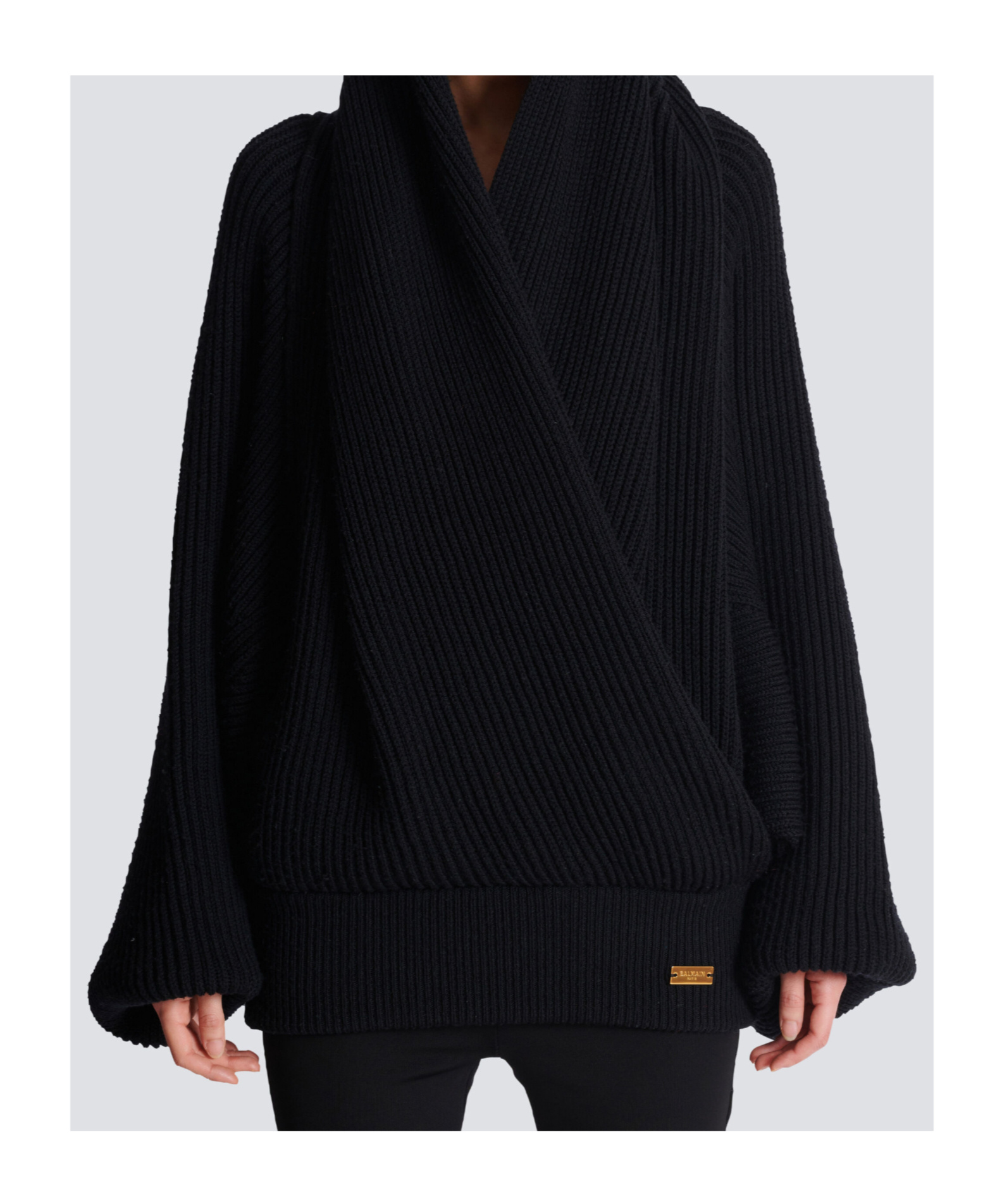 Balmain Black Fitted Cardigan With V Neckline And Jewel Buttons In Knit In Black