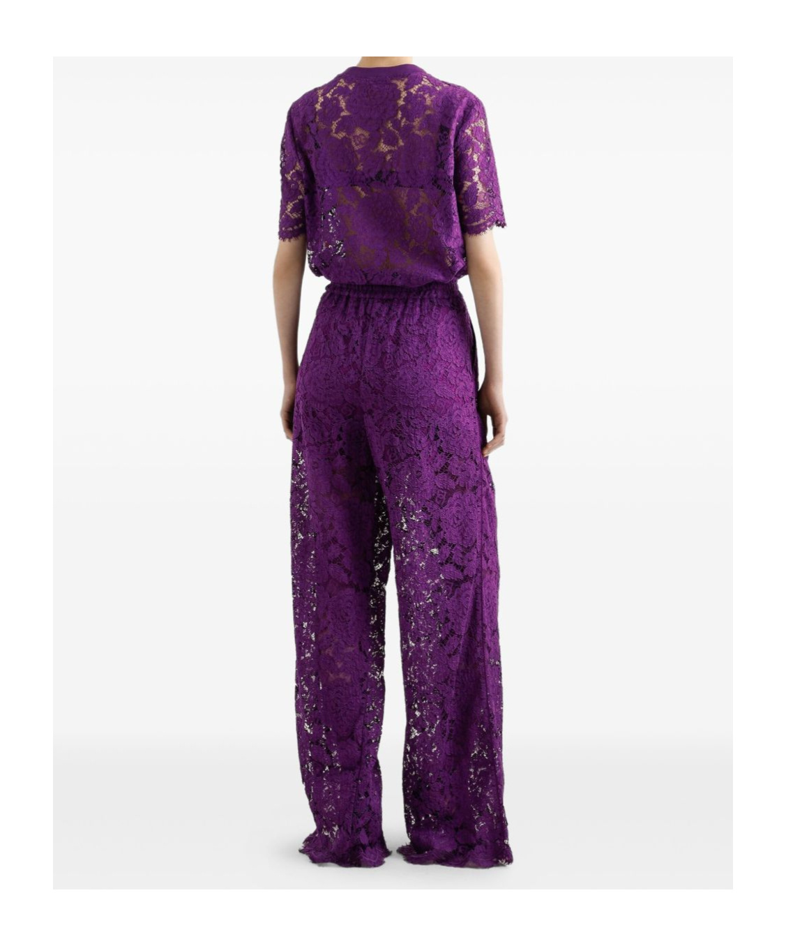 Dolce & Gabbana Lace-detailing T-shirt In Purple