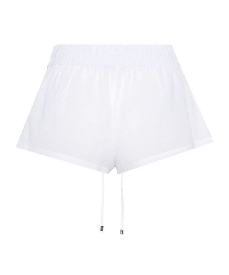 Attico The Logo Embroidered Drawstring Shorts In White