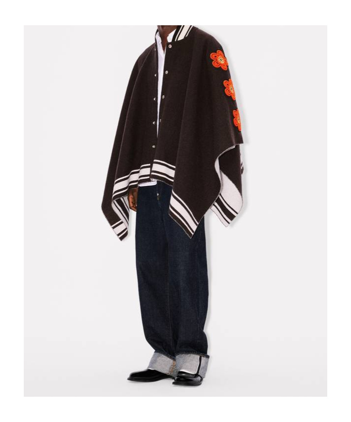 Kenzo ' X Futura 2000' Poncho In Wool In Black