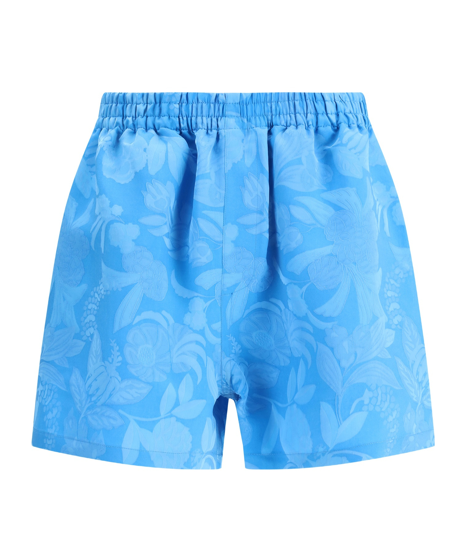 Balenciaga Floral-print Elastic-waist Shorts In Blue