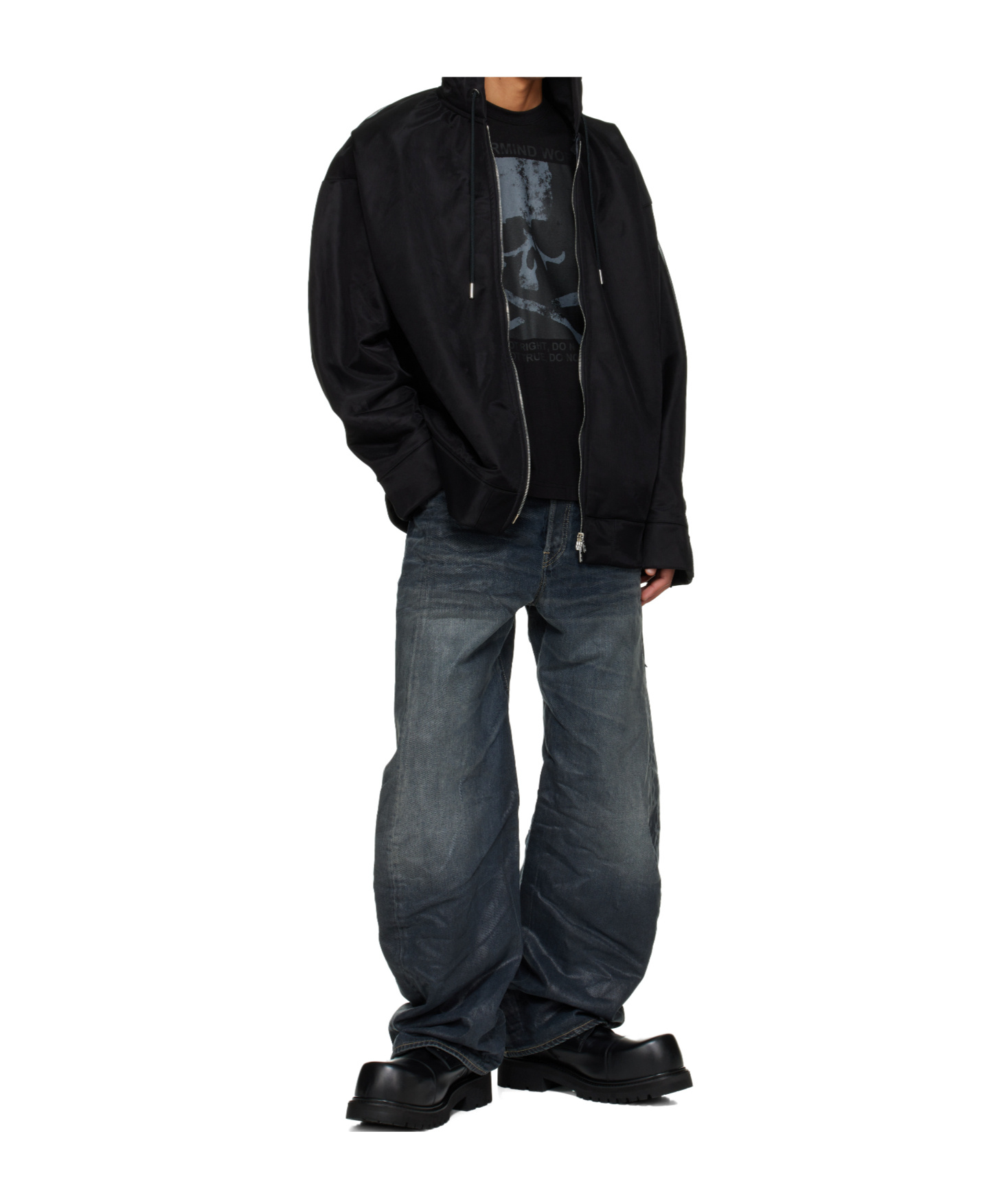 Mastermind Japan Sheer Multi-layered Zipper Casual Jacket In Black