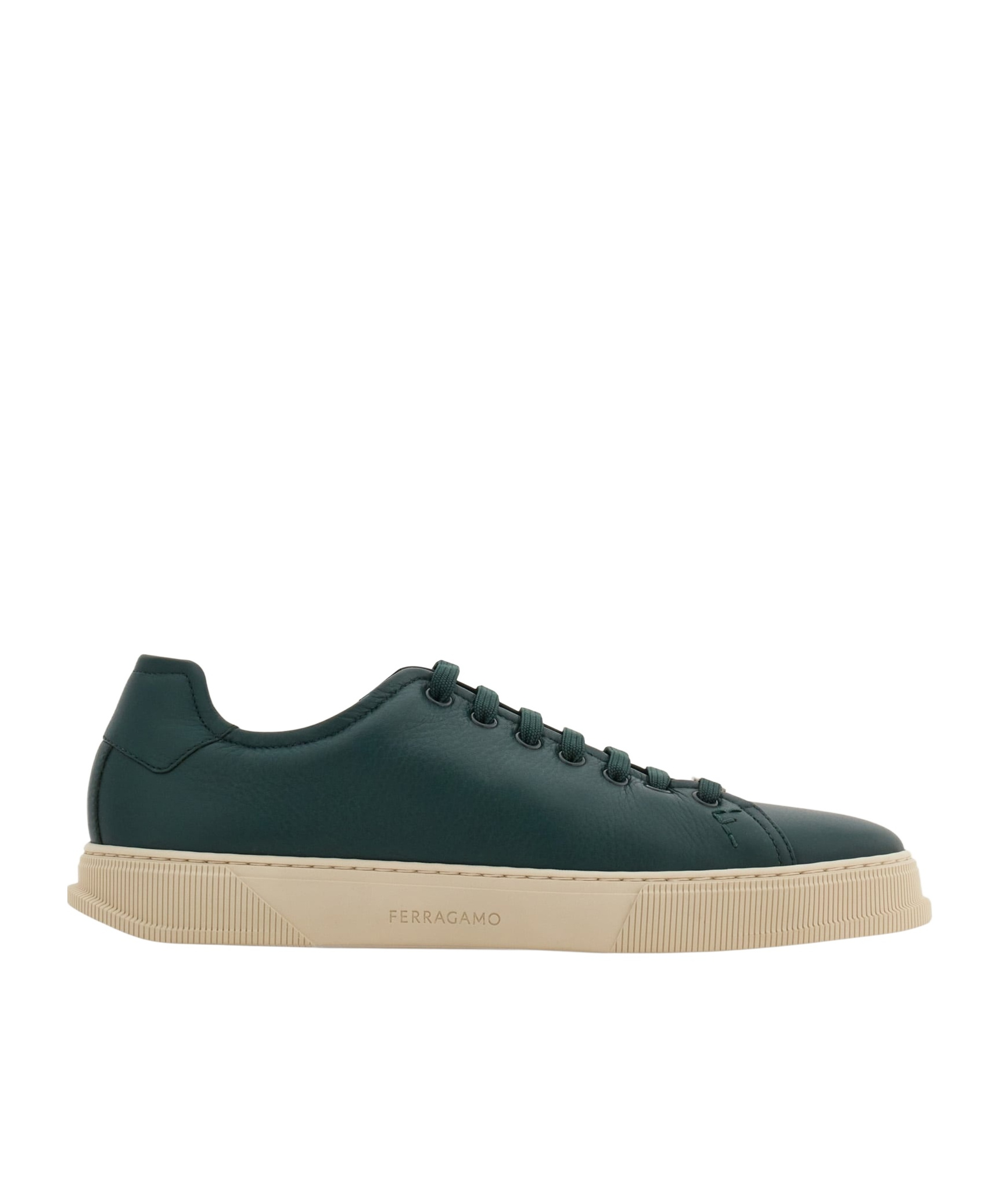 Ferragamo Elastic Lace Sneaker In Green