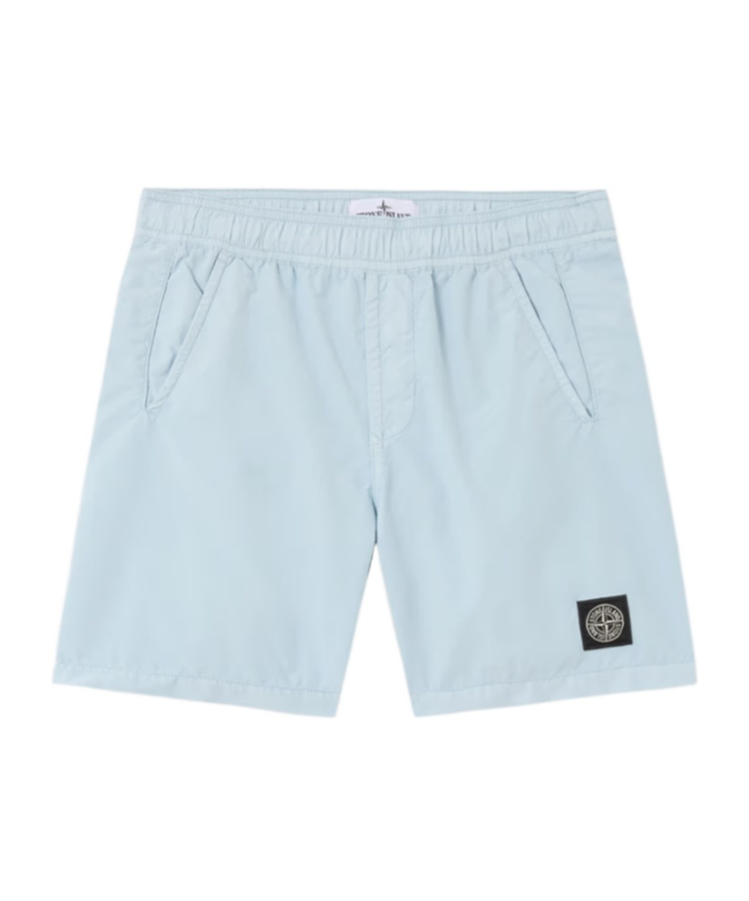 STONE ISLAND STONE ISLAND JUNIOR LOGO PATCH DRAWSTRING SWIM TRUNKS