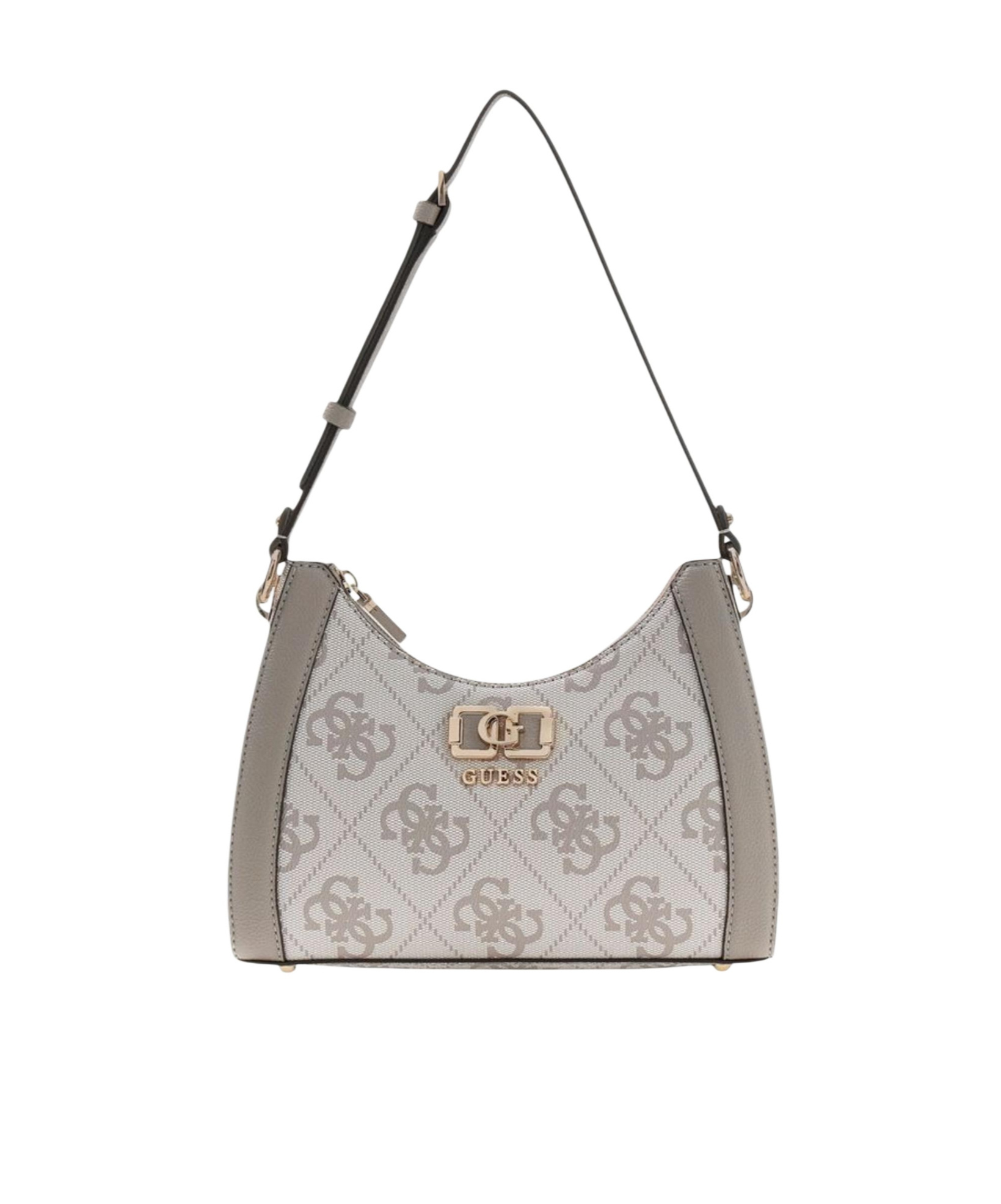 Guess Karnilla Monogram-pattern Shoulder Bag In Gray