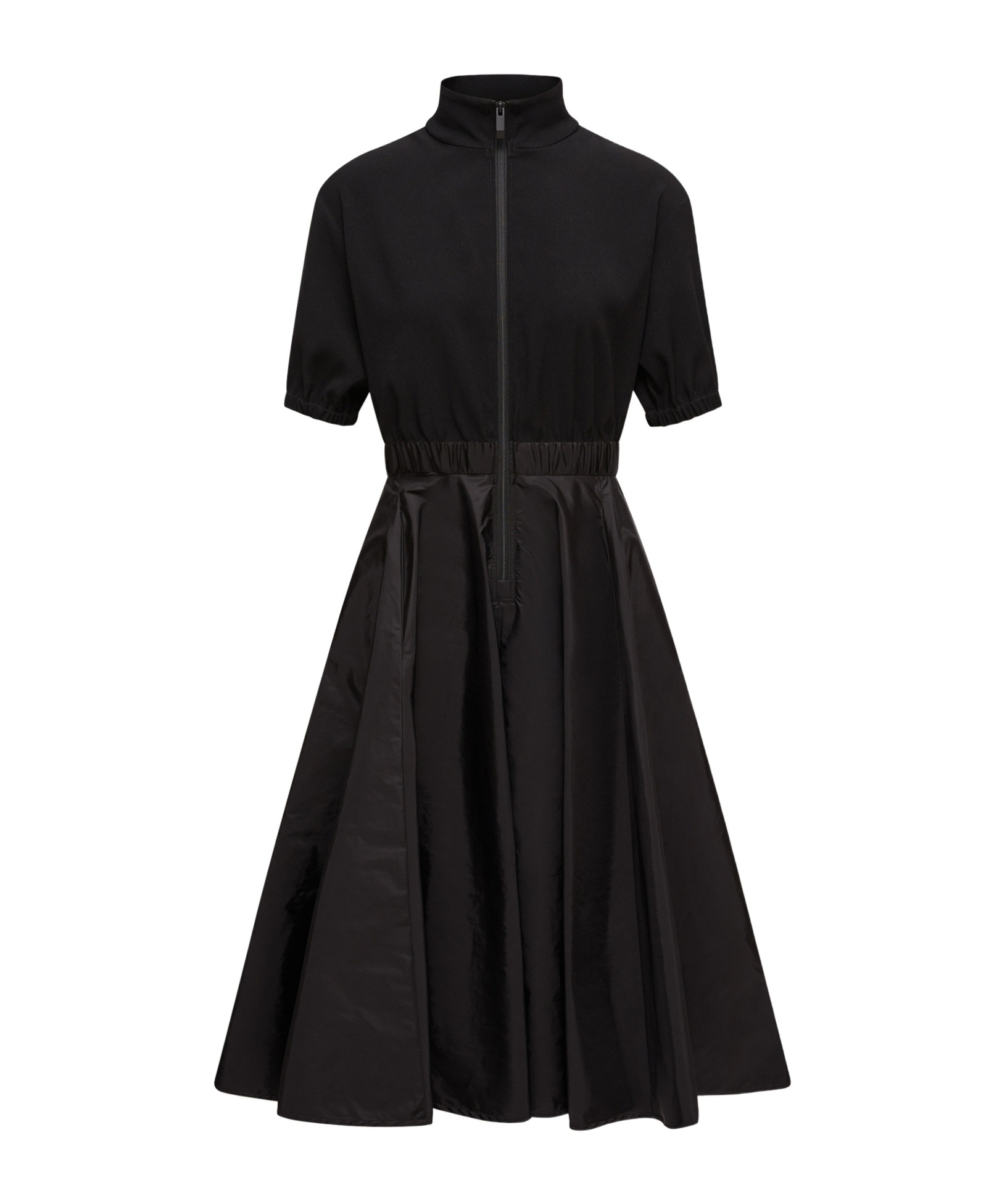 Moncler Satin Midi Dress In Black