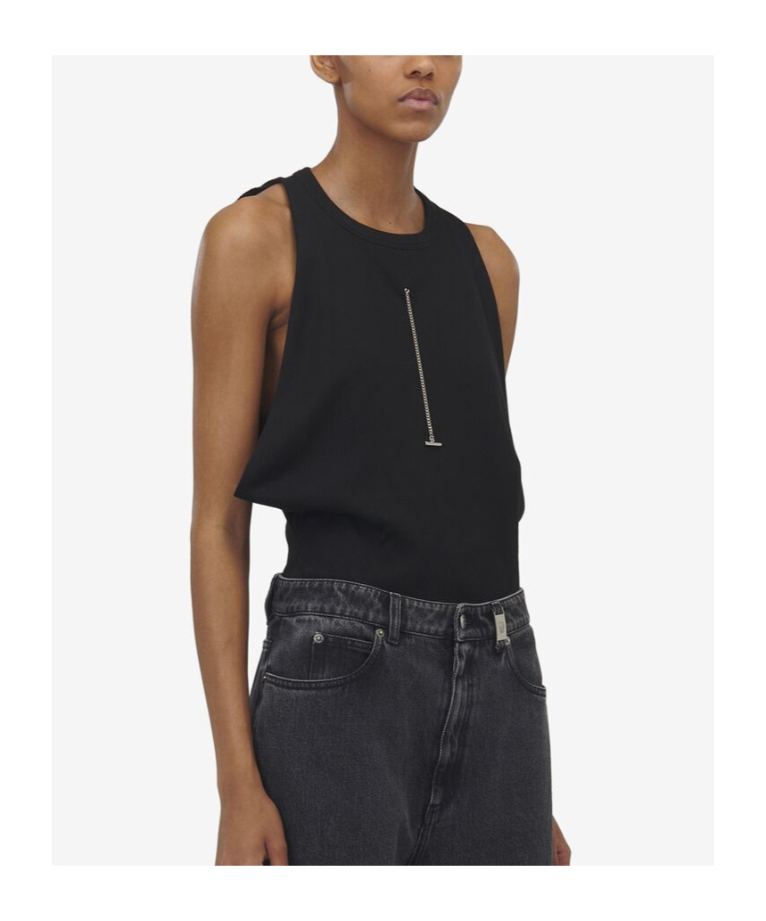 Alexander Mcqueen Chain-detail Draped Tank Top In Black