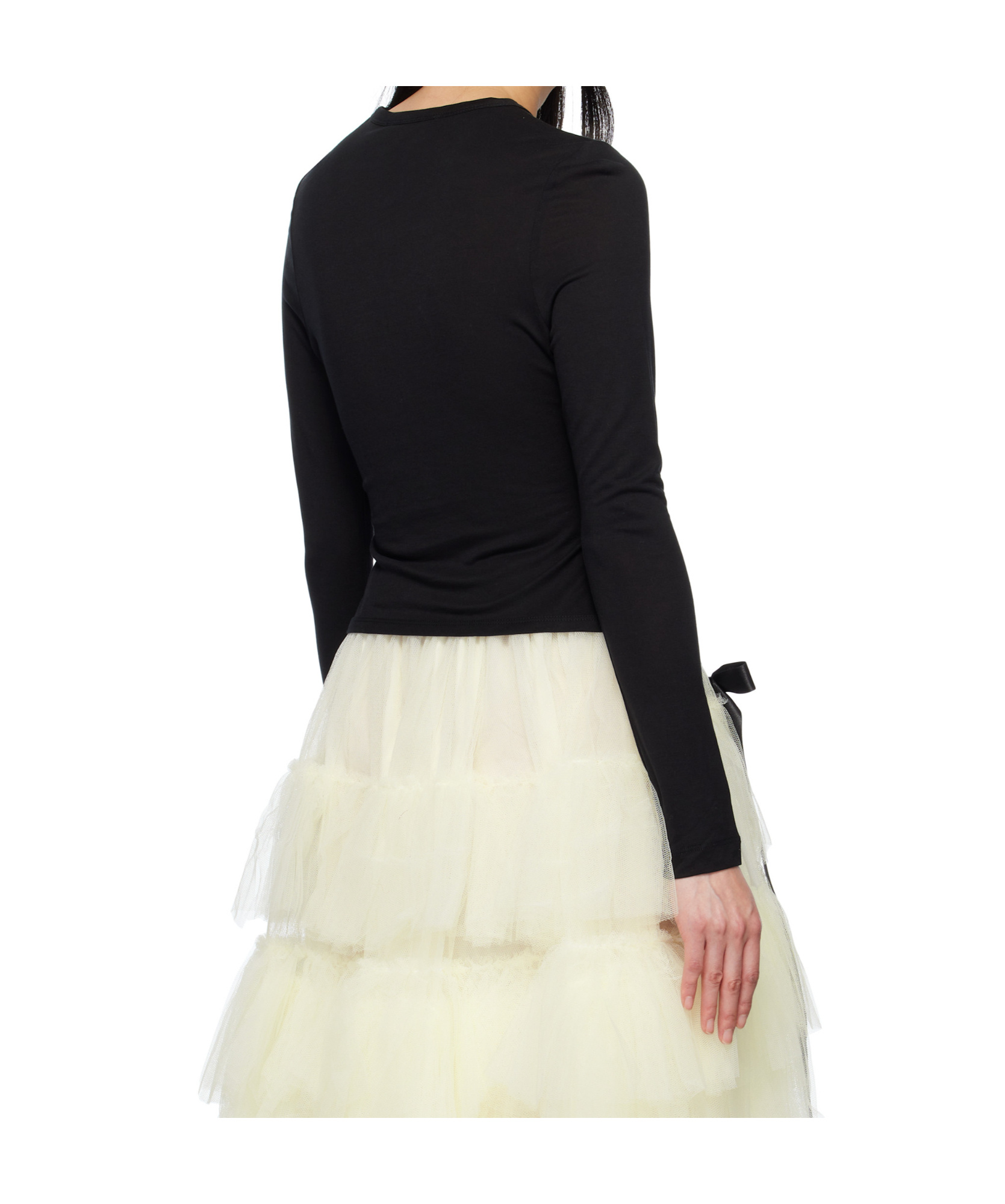 Simone Rocha Bow-detailed Lyocell-jersey T-shirt In Black