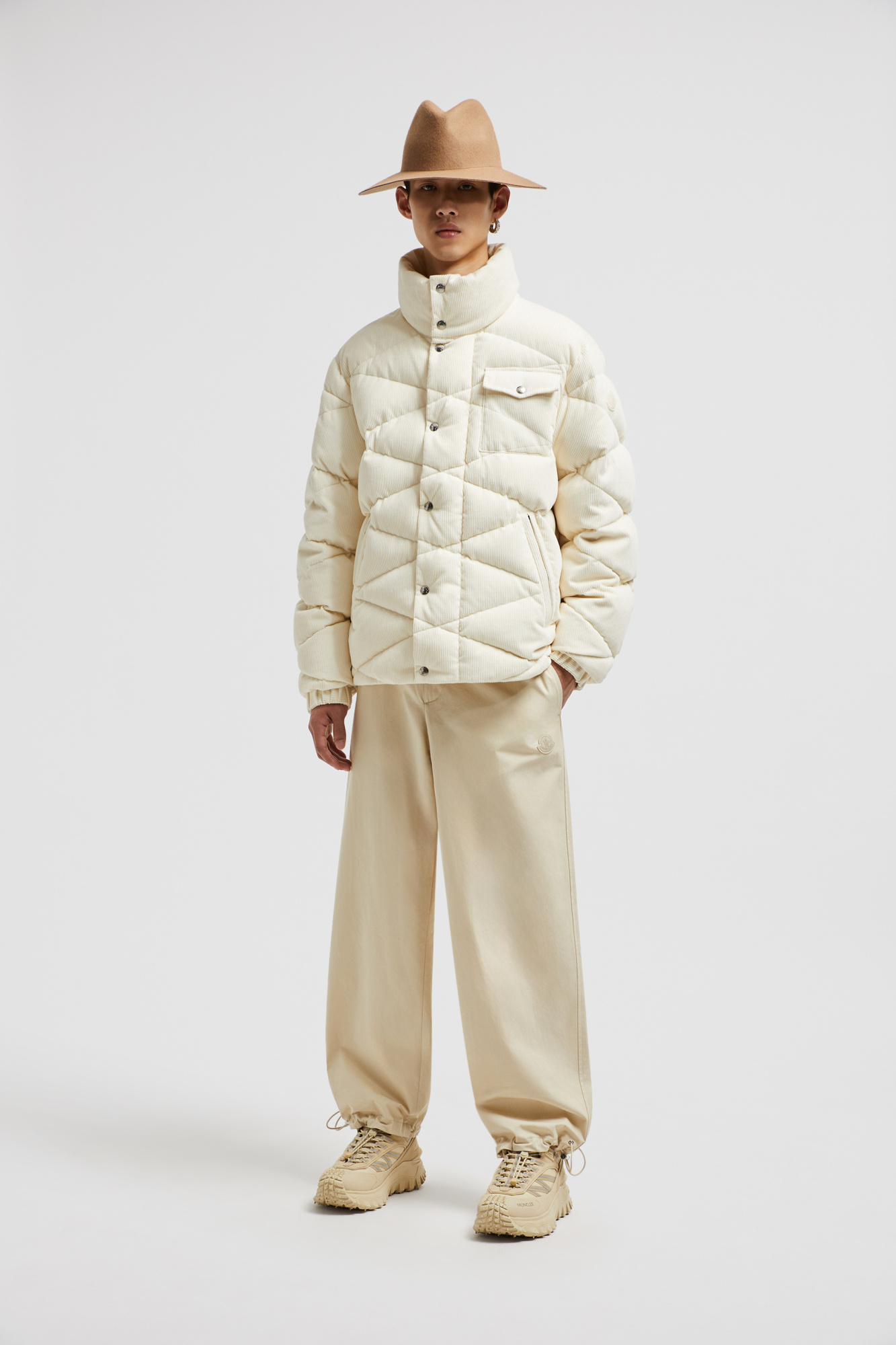 Moncler Kaver Corduroy Padded Jacket In White