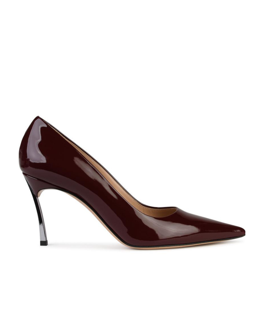 Casadei Pointed-toe High-shine Finish Pumps In Brown