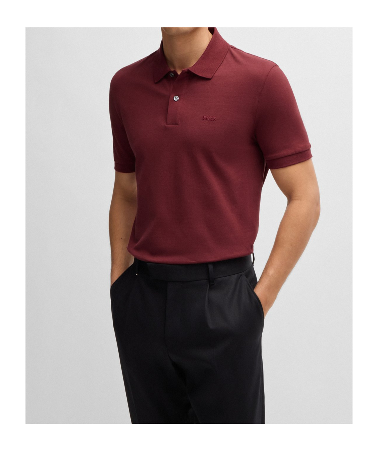 Hugo Boss Pallas Cotton Polo Shirt With Embroidered Logo In Red