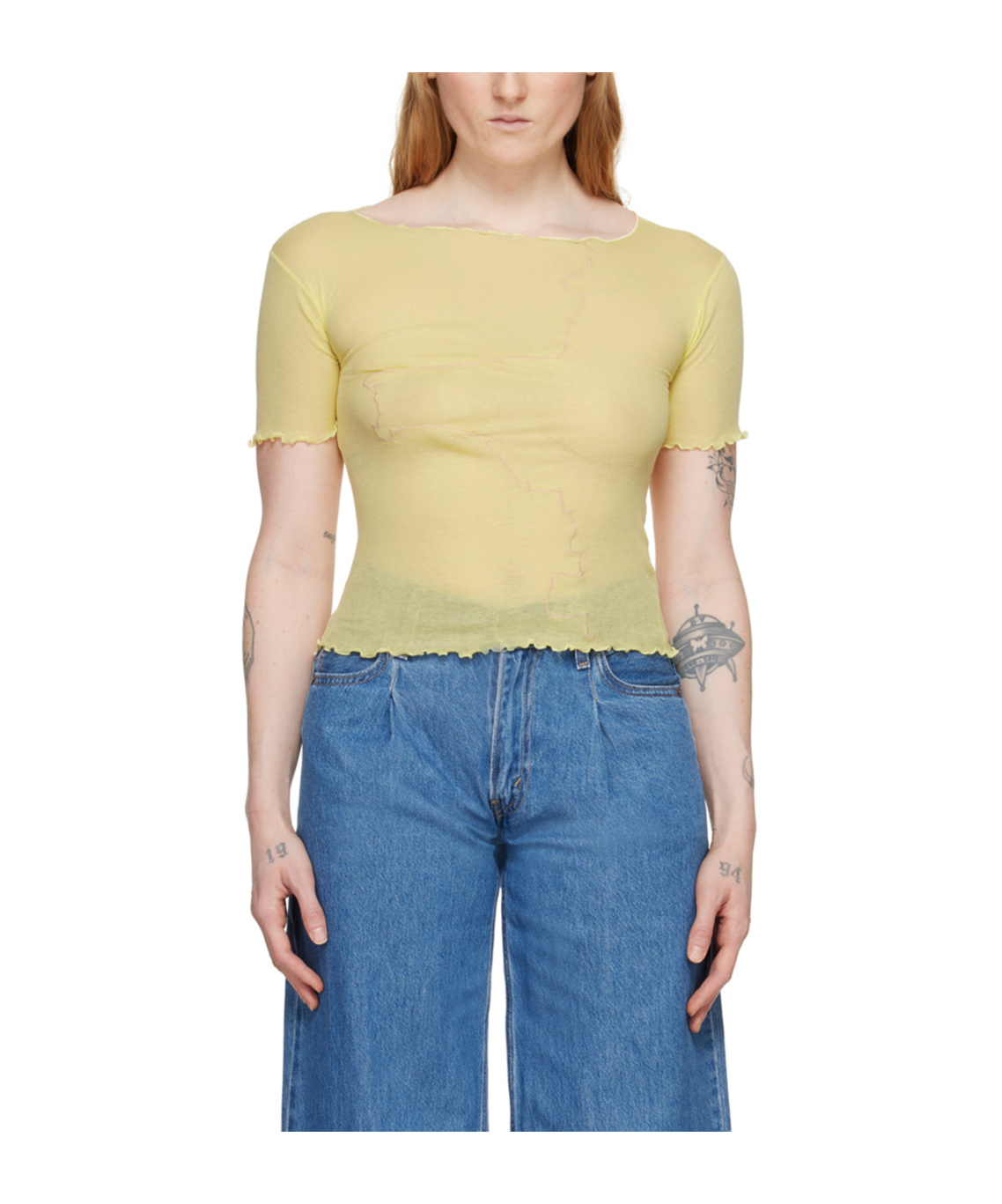 Baserange T-shirt With Fungus Edge In Yellow