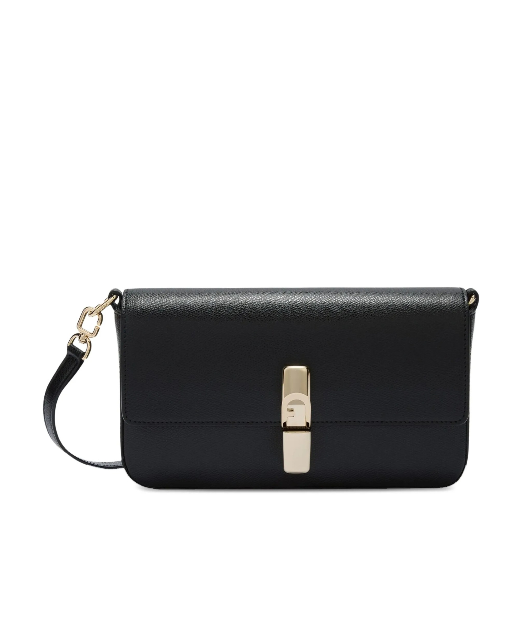 Furla Iride Clasp-fastening Leather Shoulder Bag In Black