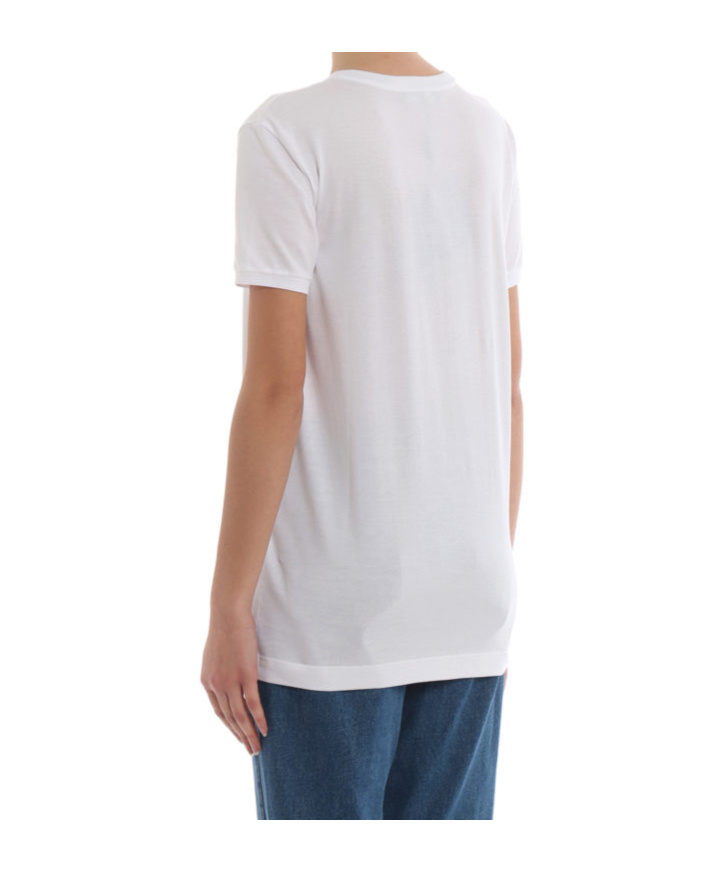 Dolce & Gabbana Elegant White Crew Neck Tee With Colorful Print In White