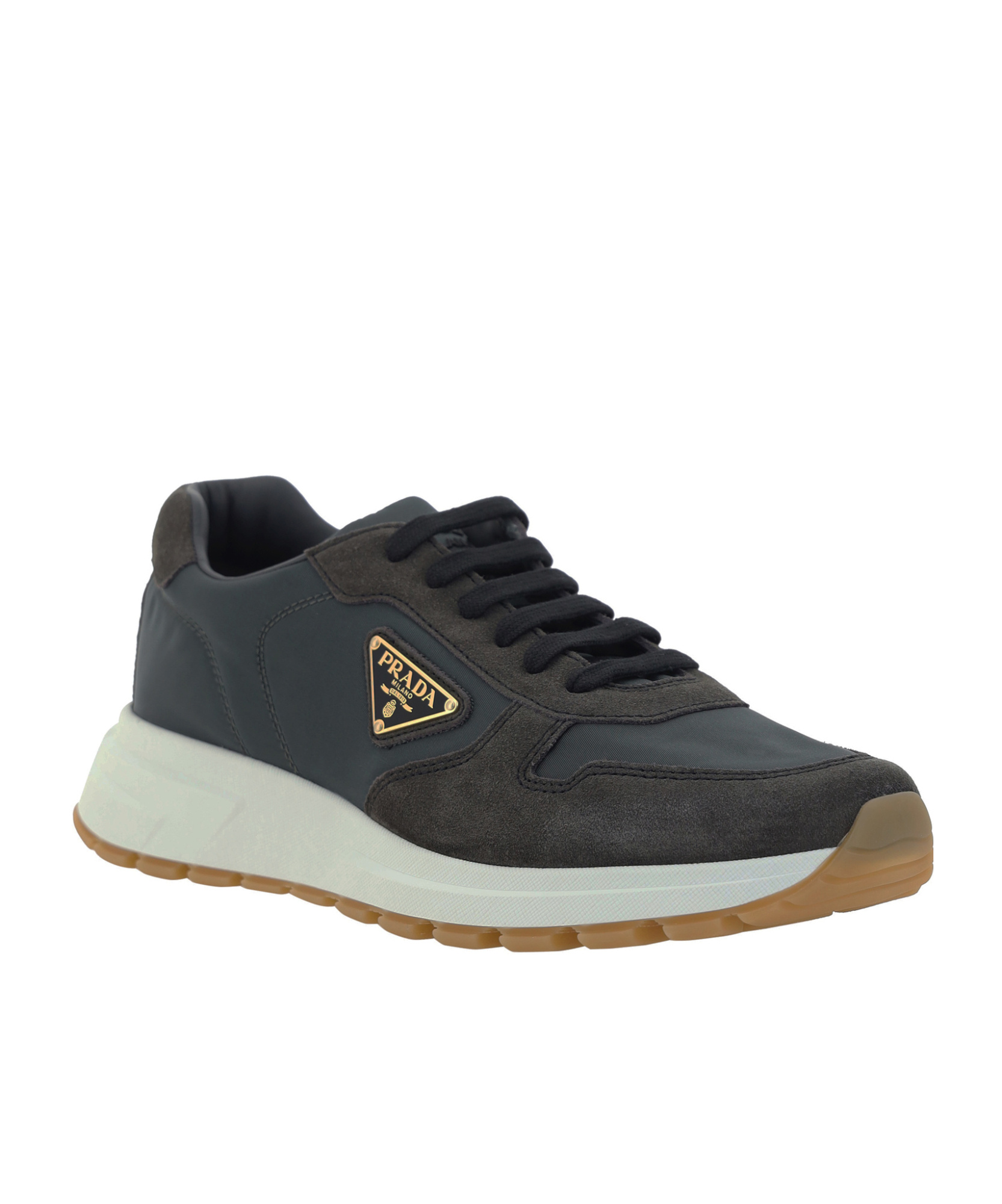 Prada Laced Sneakers In Green