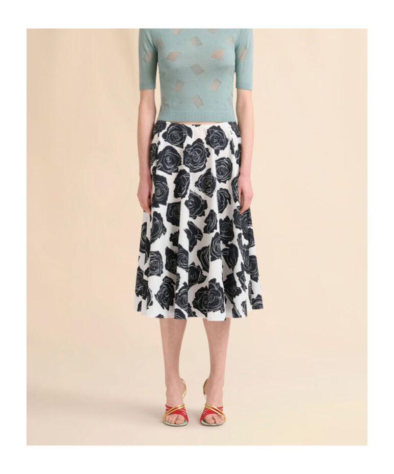Marni Floral Print Midi Skirt With Discreet Zipper Closure