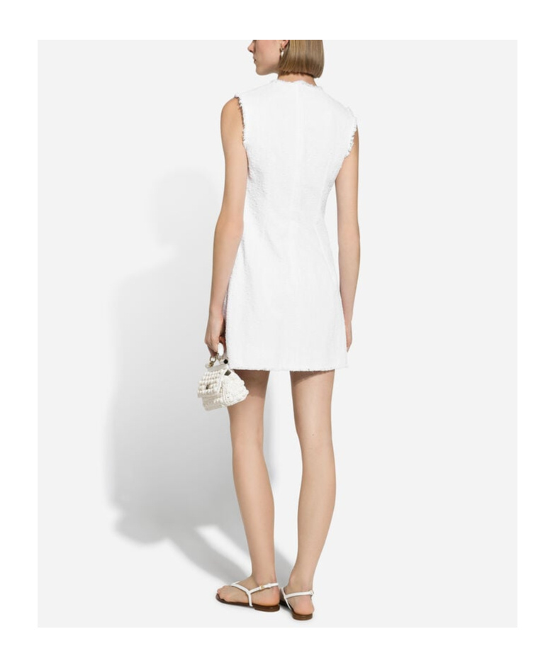 Dolce & Gabbana Tweed Sleeveless Minidress In White