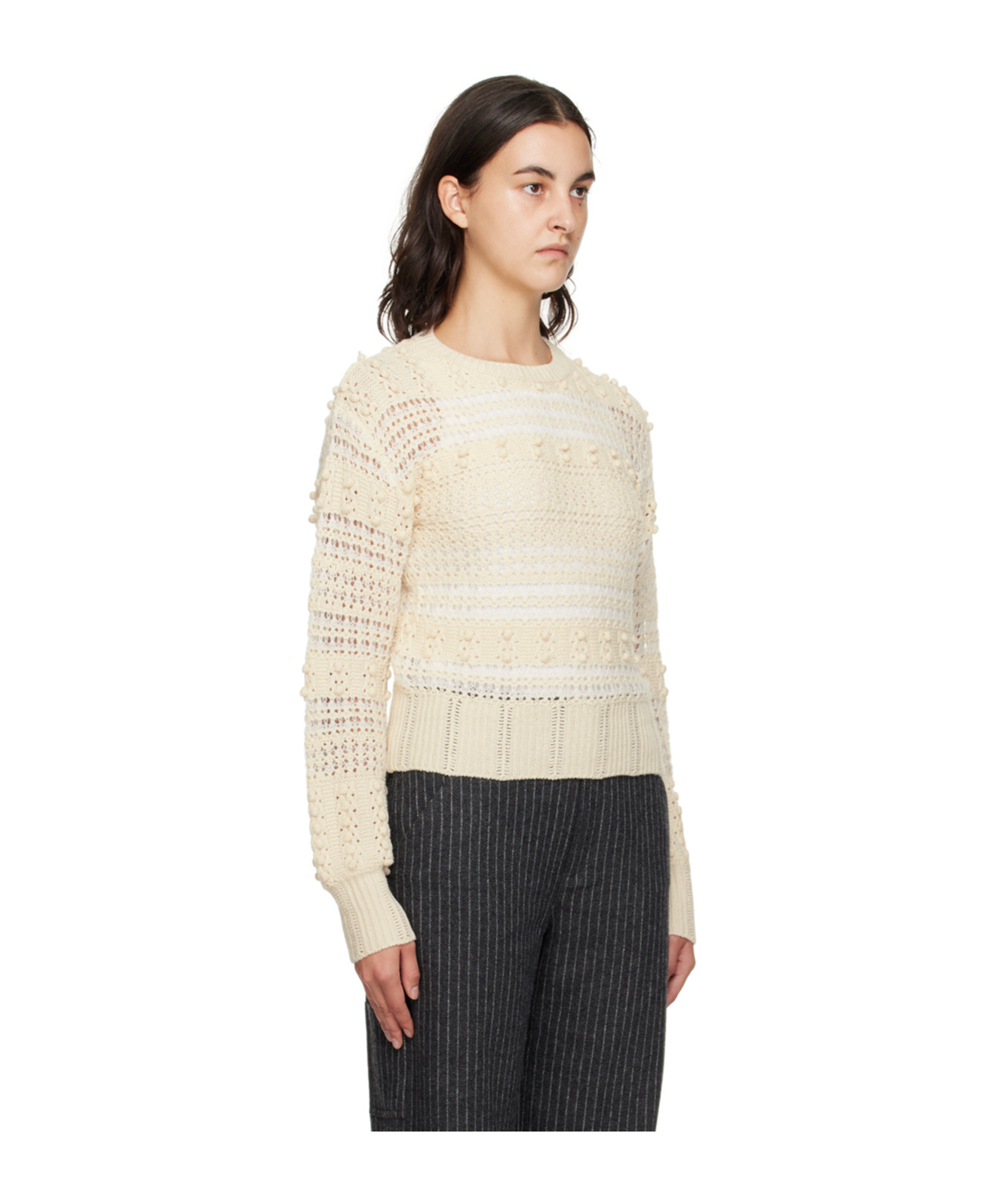 Rag & Bone Off-white Striped Sweater In Nude
