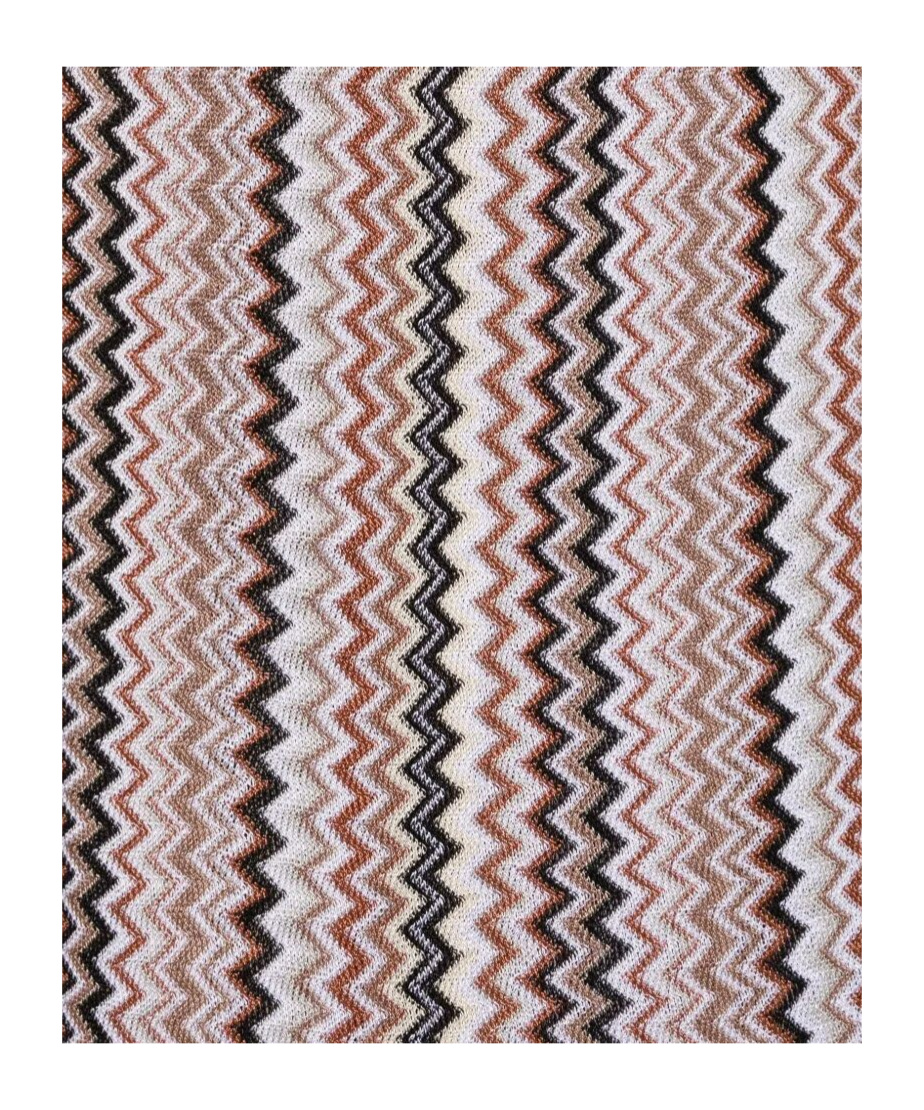 Missoni Fringed Zigzag Pattern Scarf In Nude