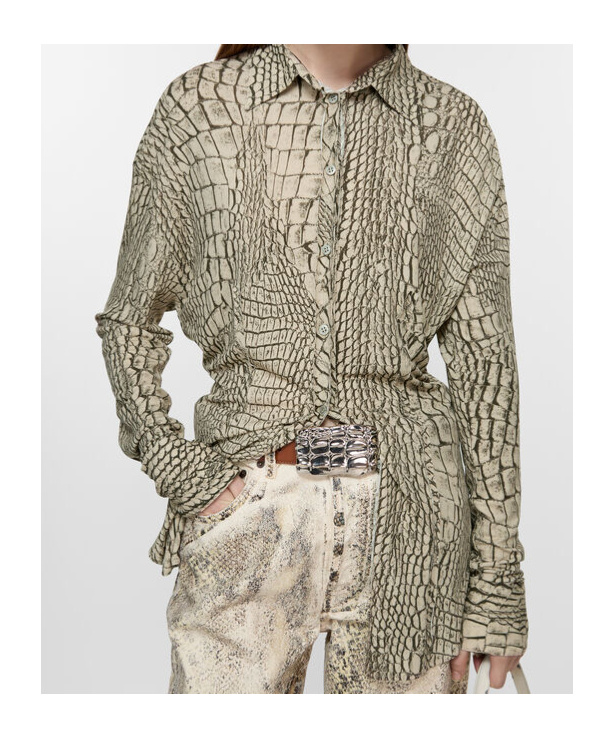 Acne Studios Button-up Printed Shirt In Nude