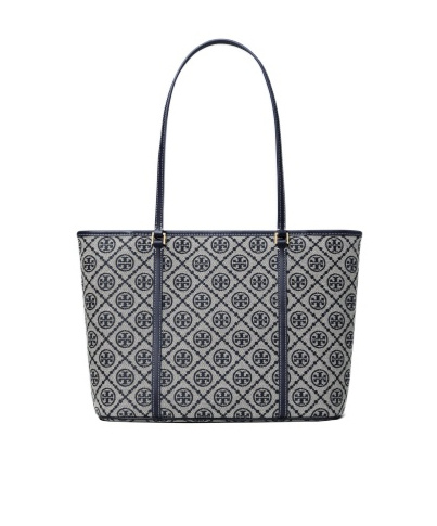 Tory Burch T Monogram Small Zip Tote In Gray