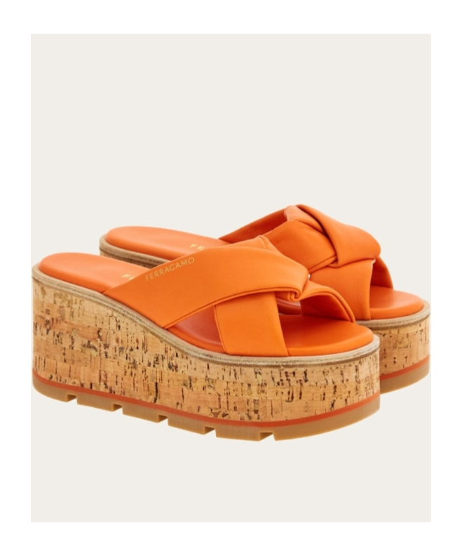 Ferragamo Open-toed Wedges In Brown