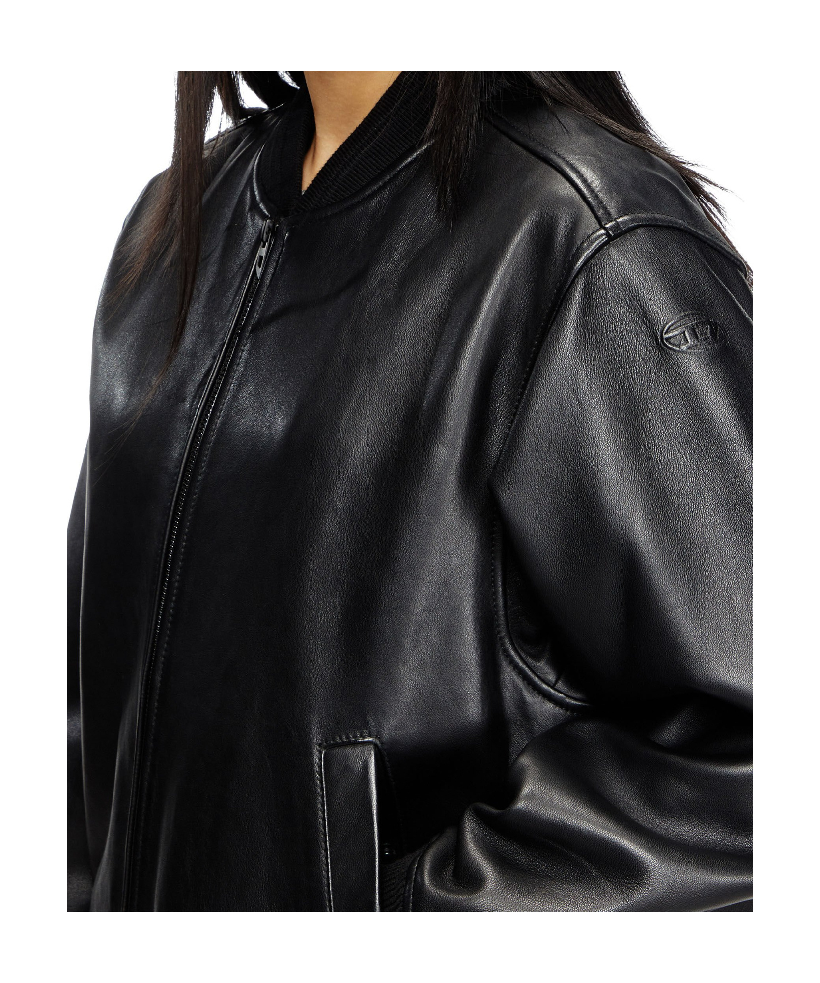 Shop Diesel L-ilyan Leather Jacket In Black